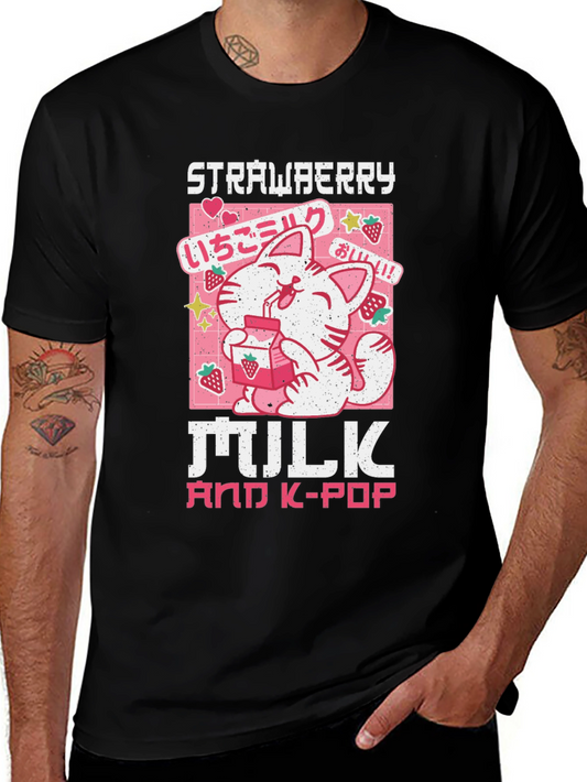 Strawberry Milk & K-Pop Black T-Shirt