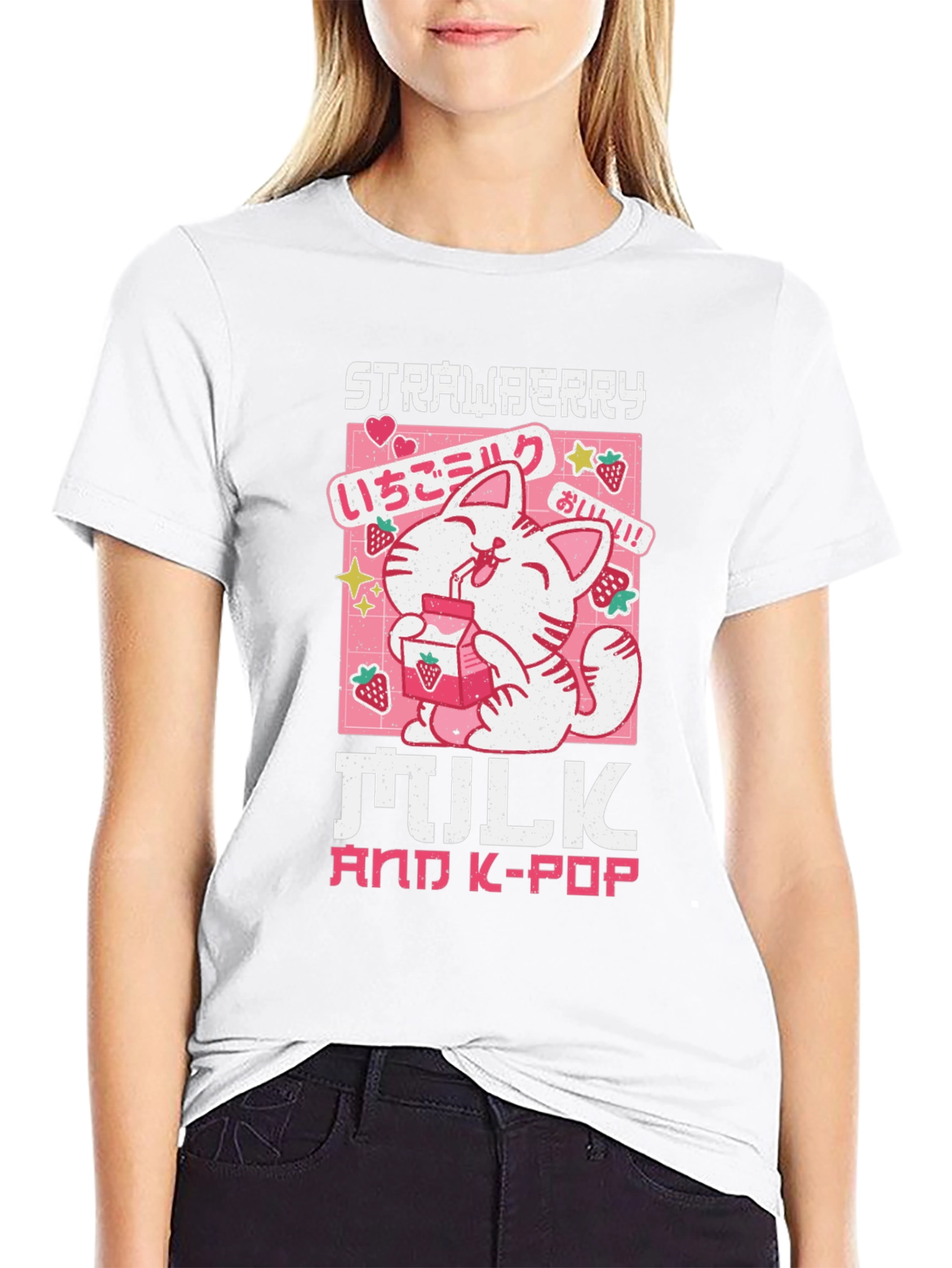 Strawberry Milk & K-Pop Black T-Shirt