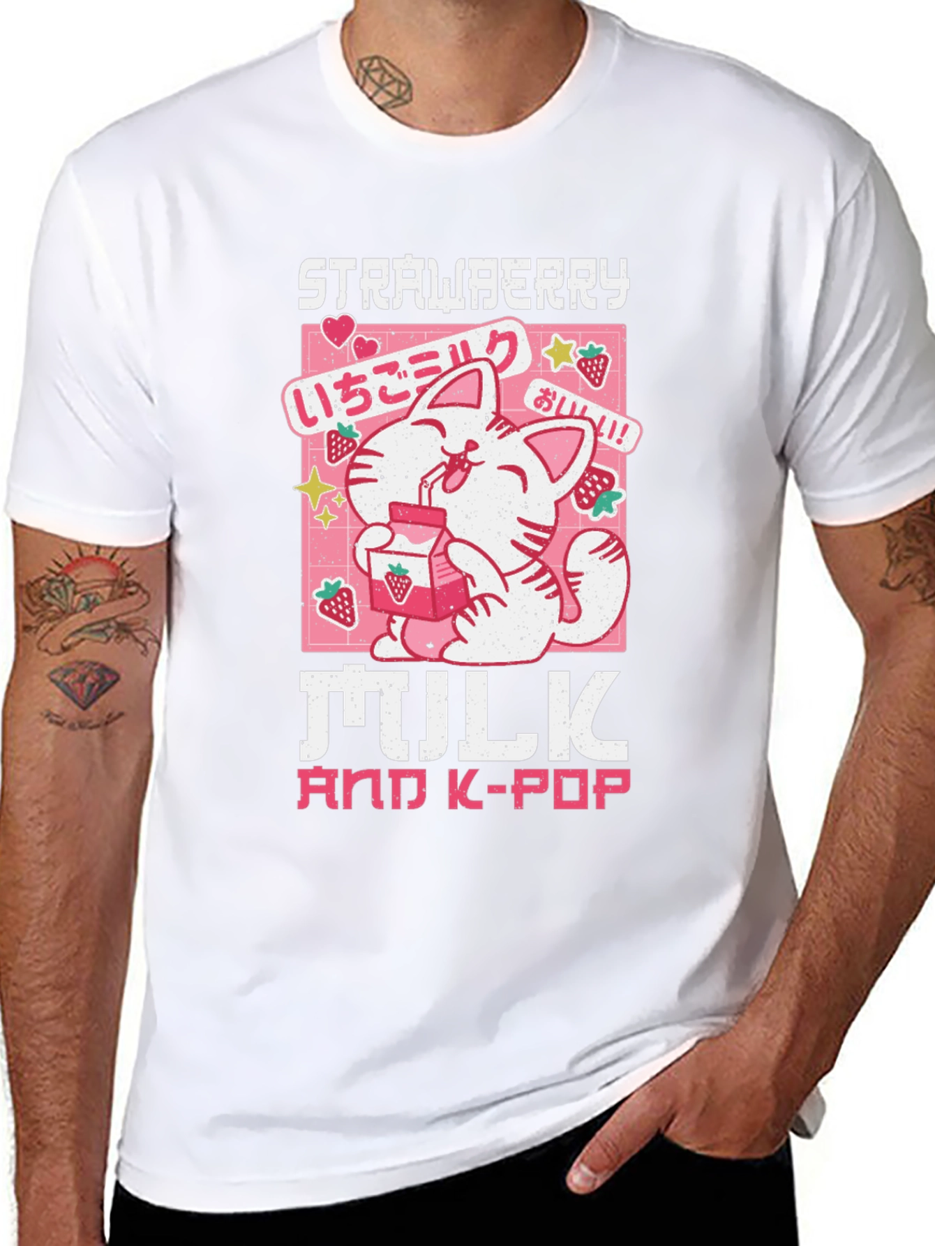 Strawberry Milk & K-Pop Black T-Shirt