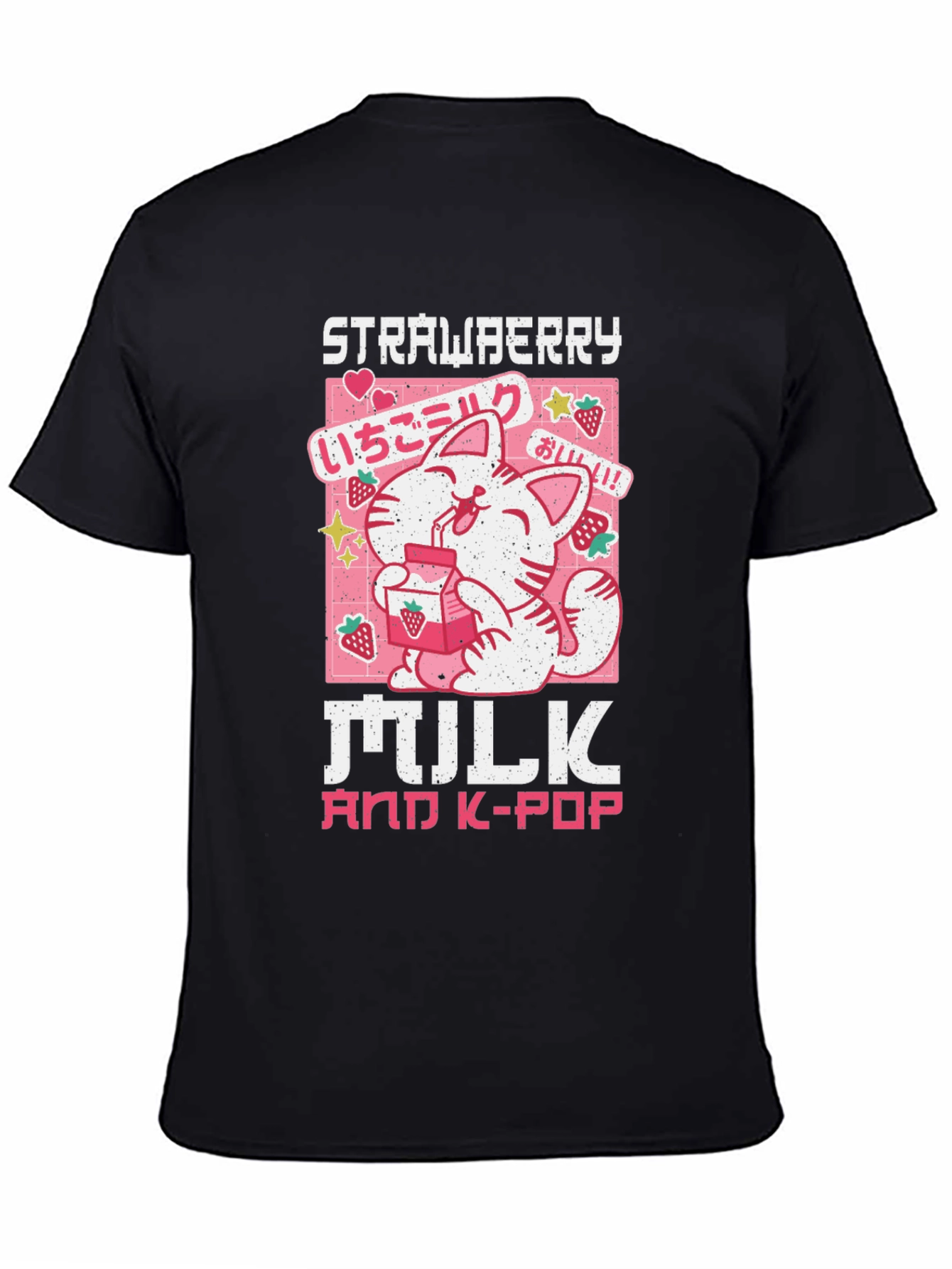 Strawberry Milk & K-Pop Black T-Shirt