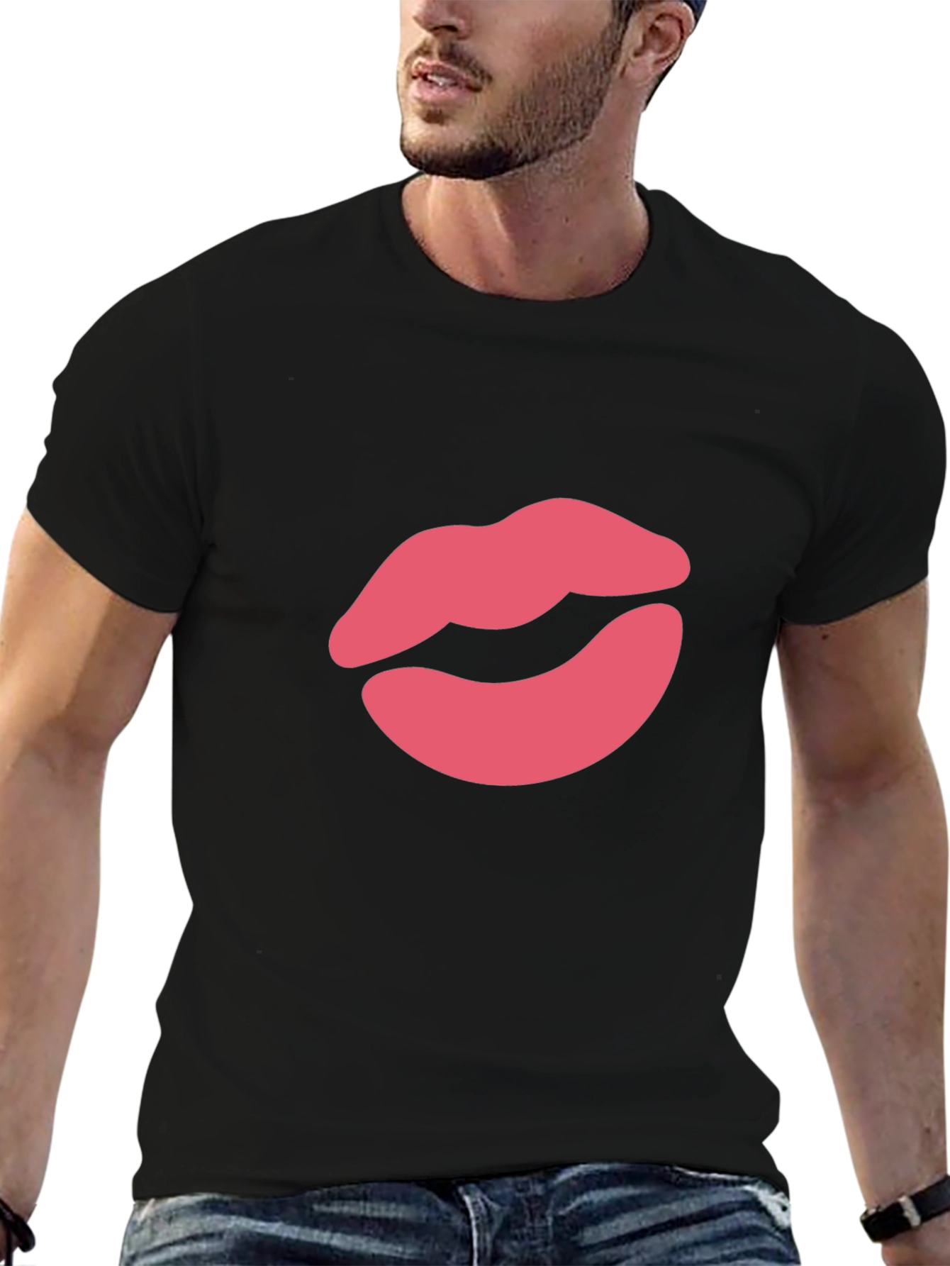 Kiss Lips Graphic Tee - Stylish Crewneck T-Shirt