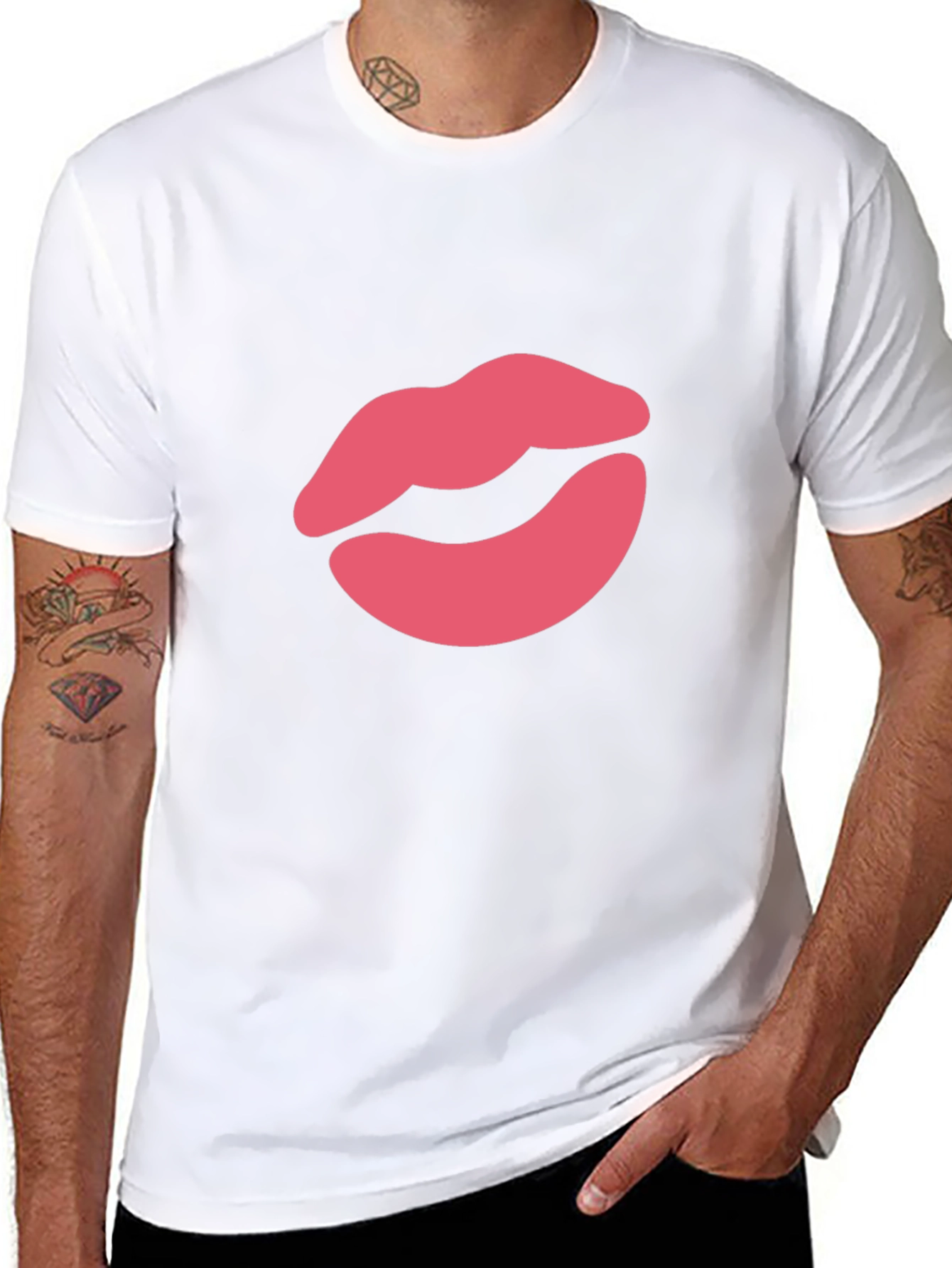 Kiss Lips Graphic Tee - Stylish Crewneck T-Shirt