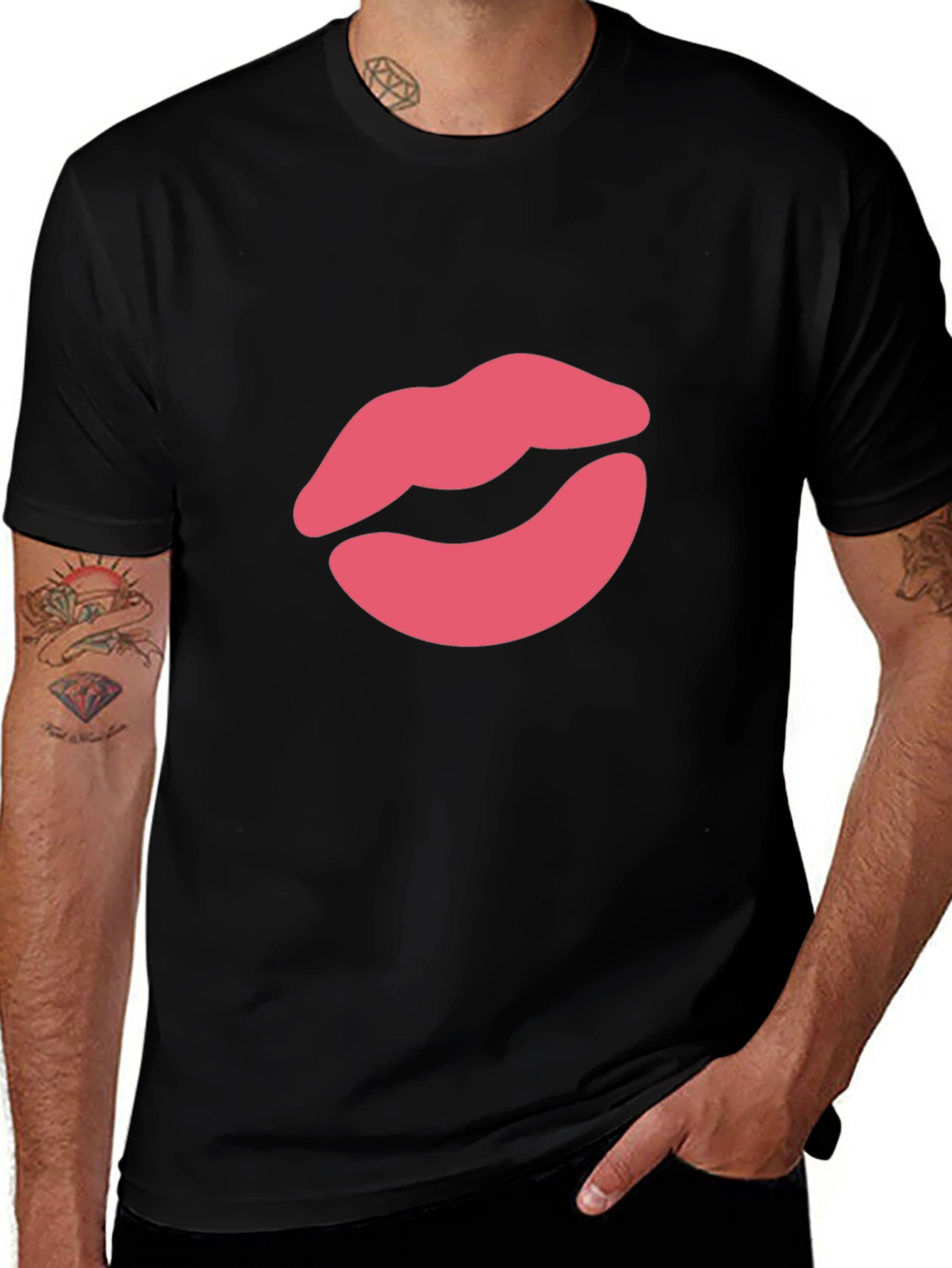 Kiss Lips Graphic Tee - Stylish Crewneck T-Shirt