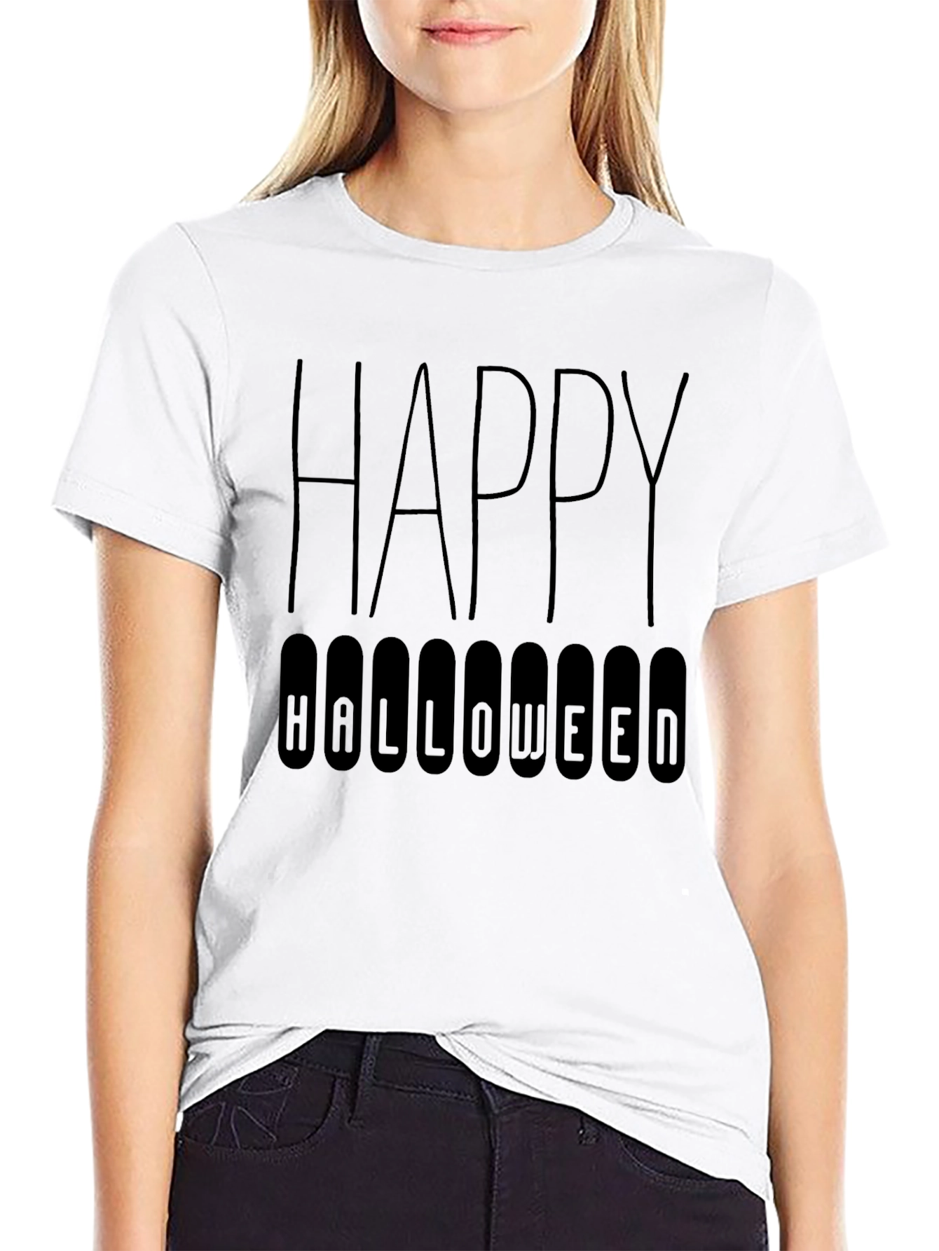 Happy Halloween Graphic Tee - Black Cotton Shirt