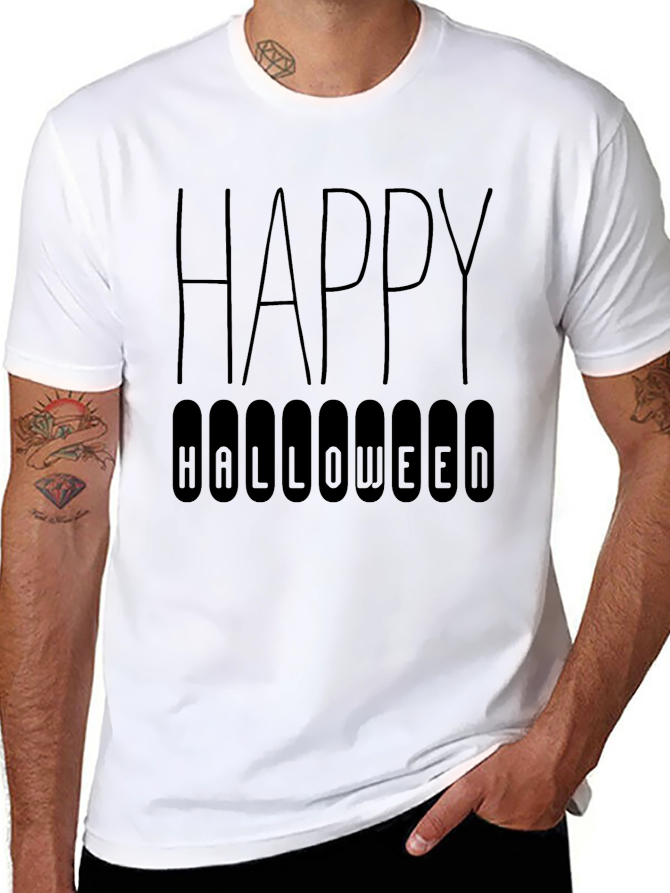 Happy Halloween Graphic Tee - Black Cotton Shirt