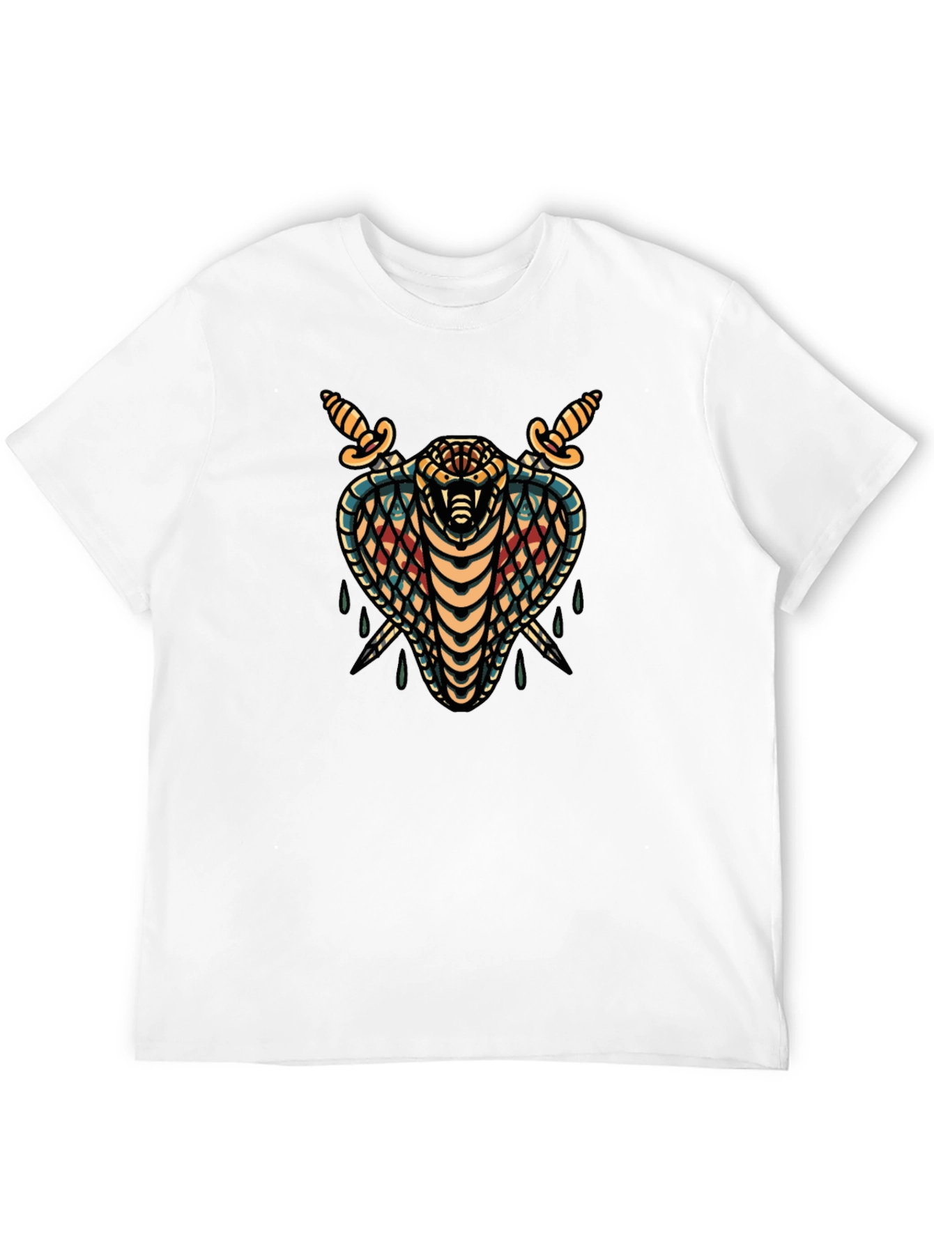 Mens Black T-Shirt Cobra & Daggers Graphic Tee