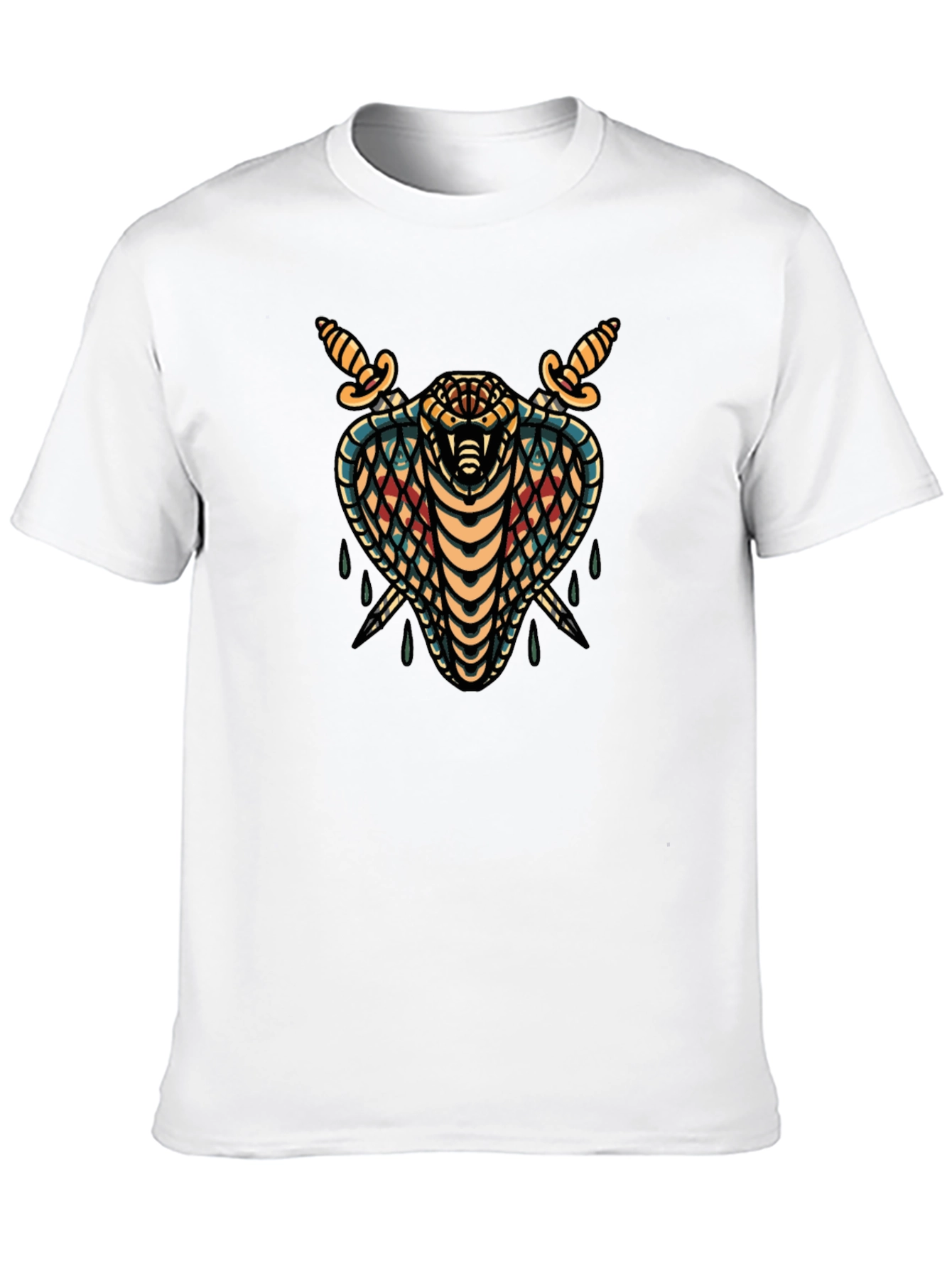 Mens Black T-Shirt Cobra & Daggers Graphic Tee