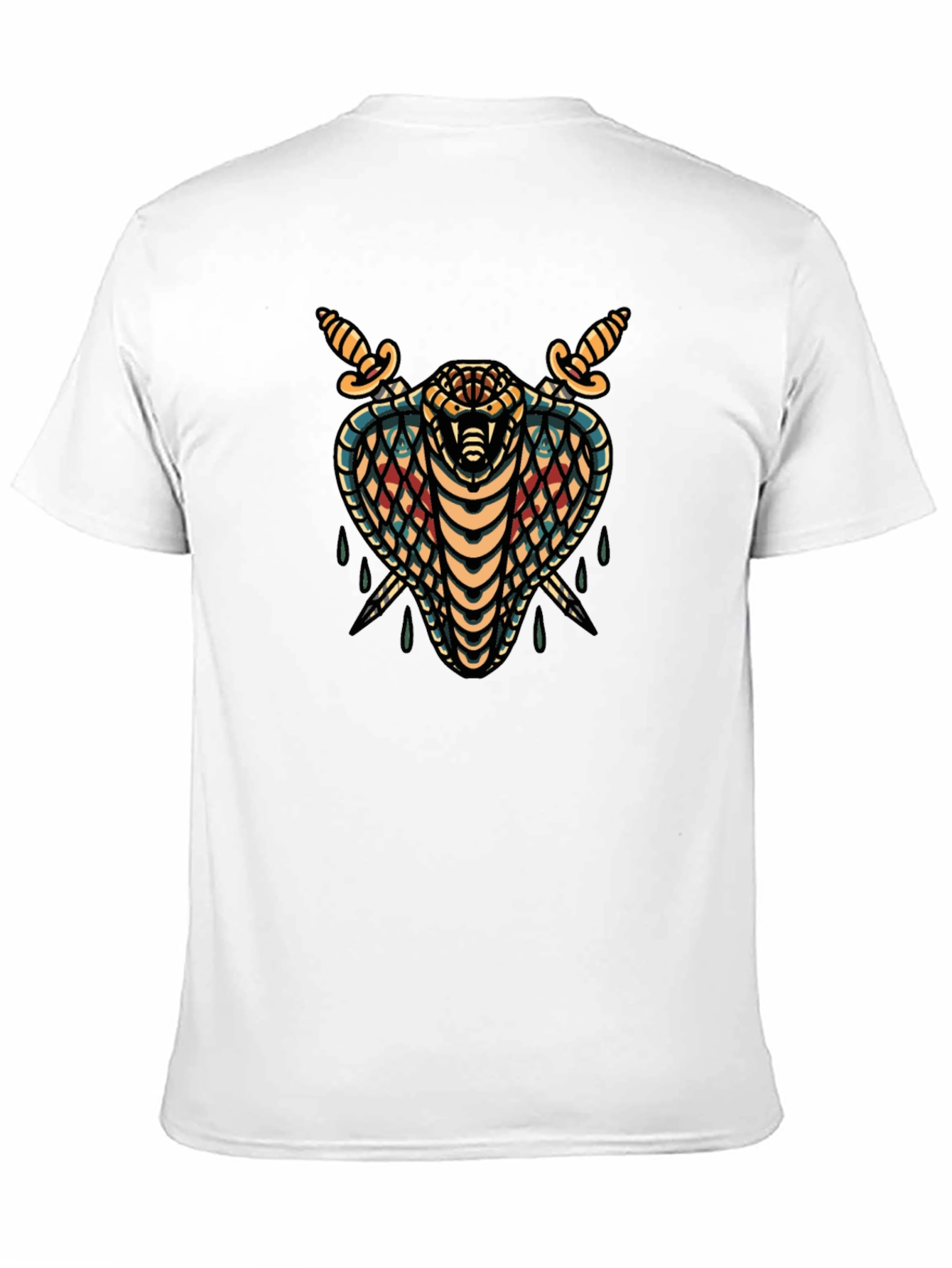 Mens Black T-Shirt Cobra & Daggers Graphic Tee
