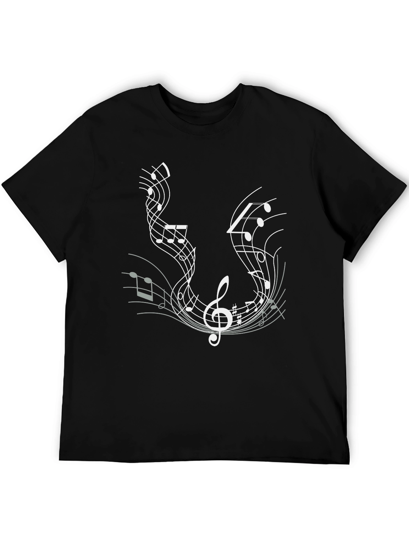 Music Notes Graphic Tee - Black Cotton T-Shirt