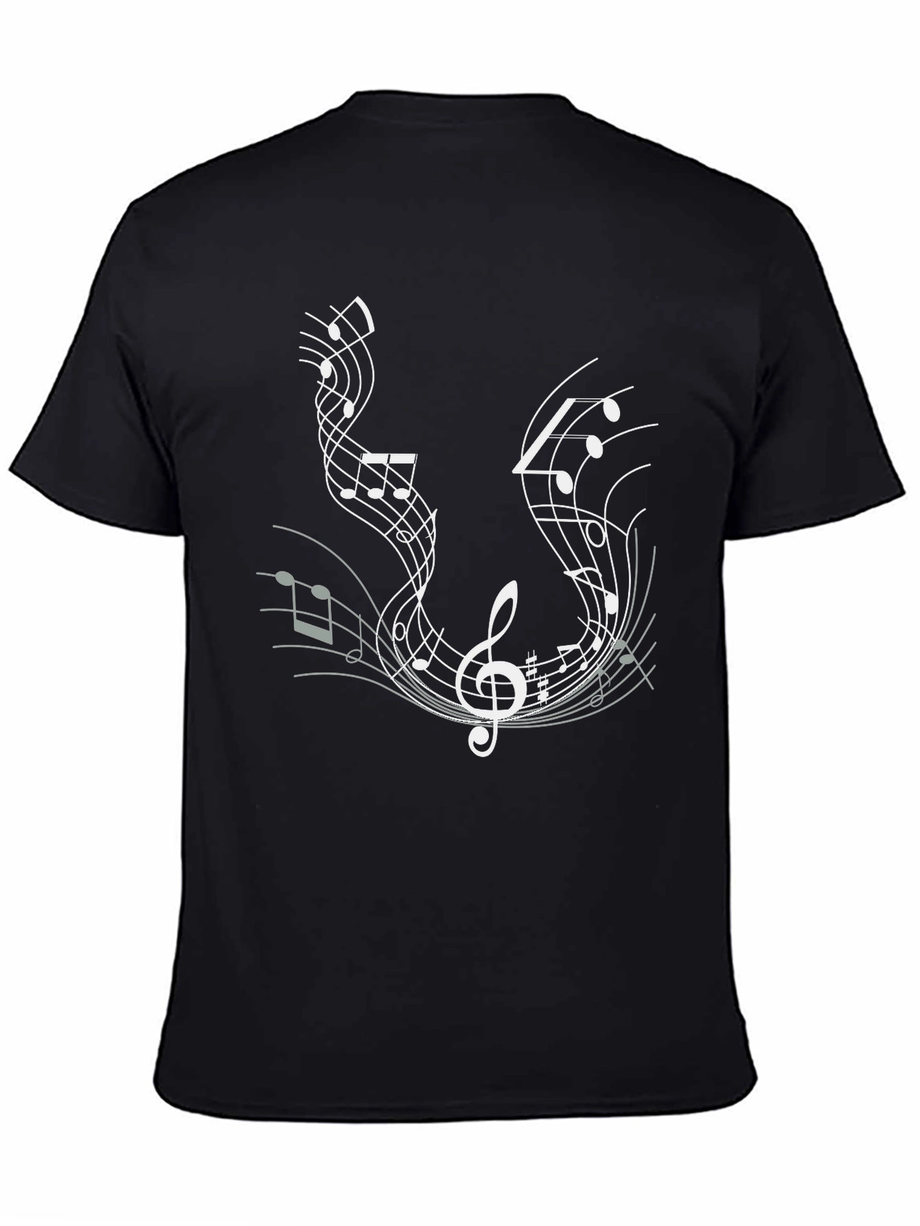 Music Notes Graphic Tee - Black Cotton T-Shirt