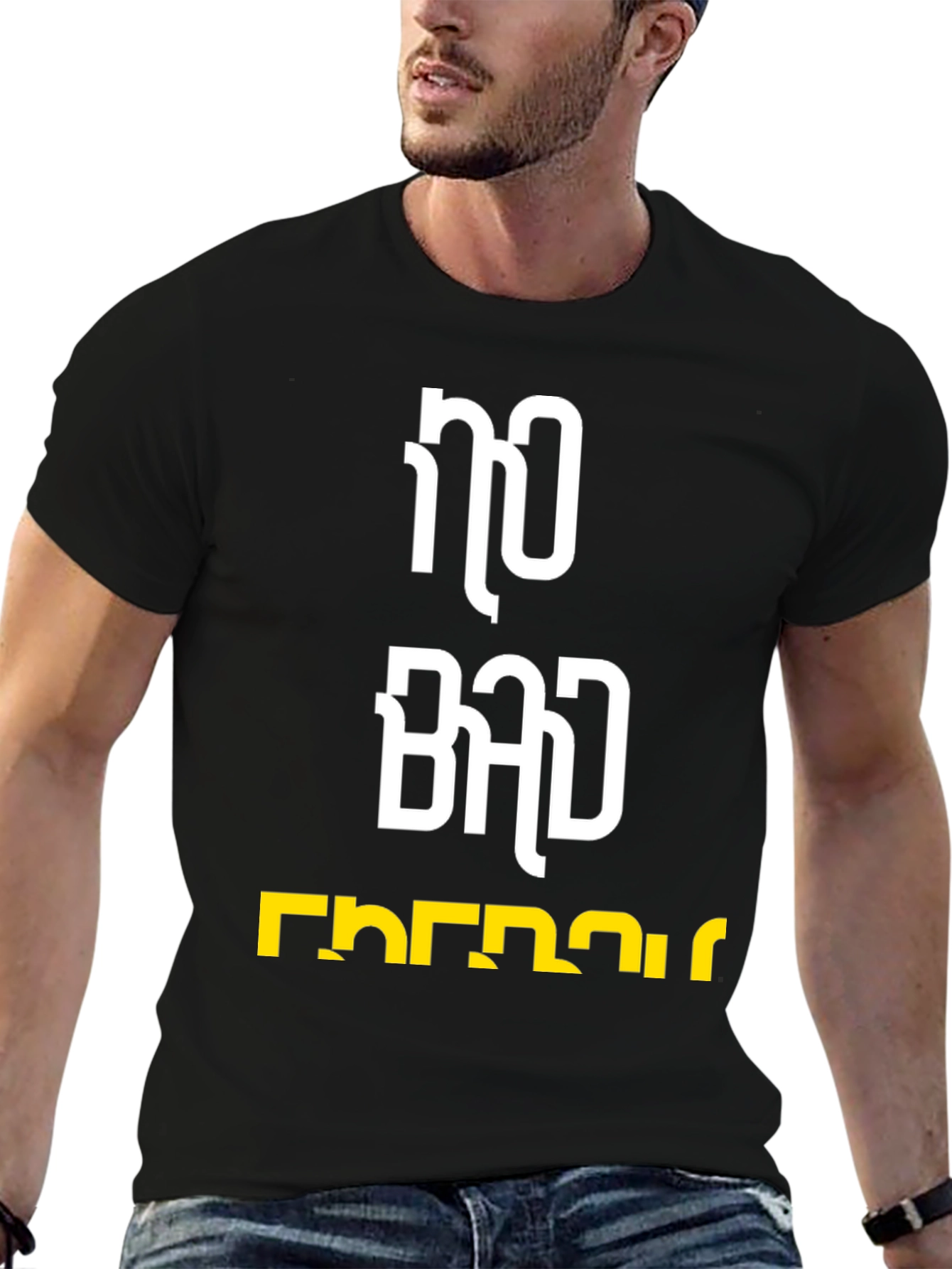 No Bad Energy Black Graphic T-Shirt