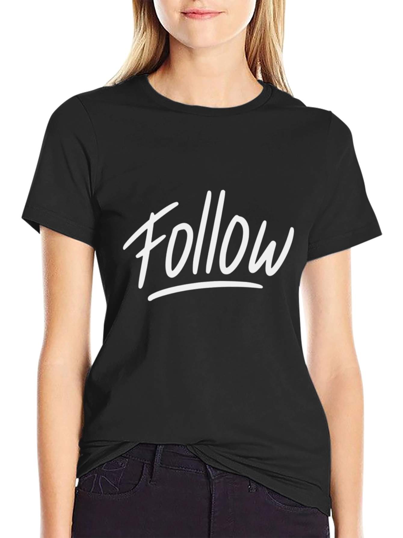 Follow Graphic Print Black T-Shirt