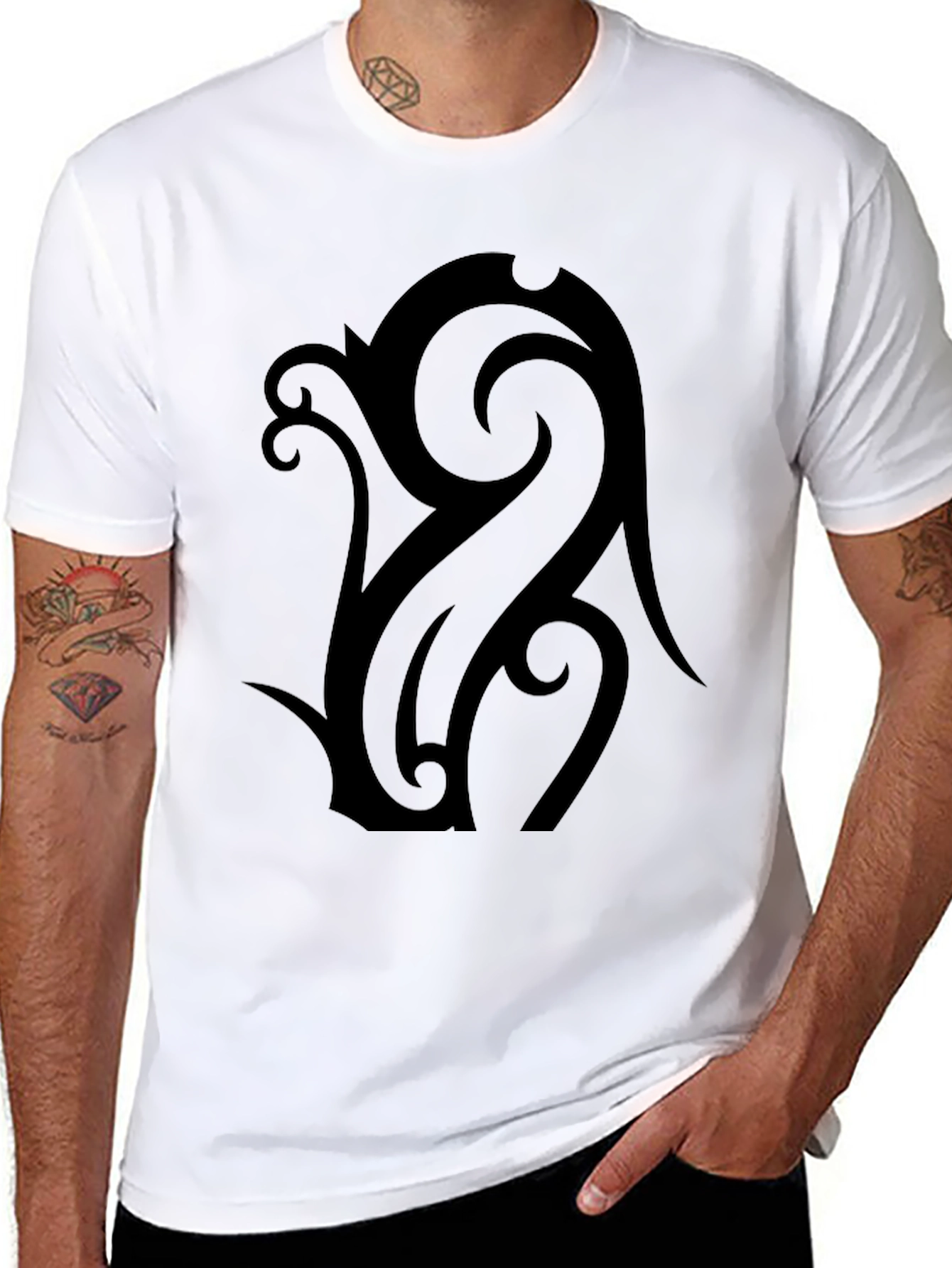 Tribal Pattern Black T-Shirt - Unique Design Tee