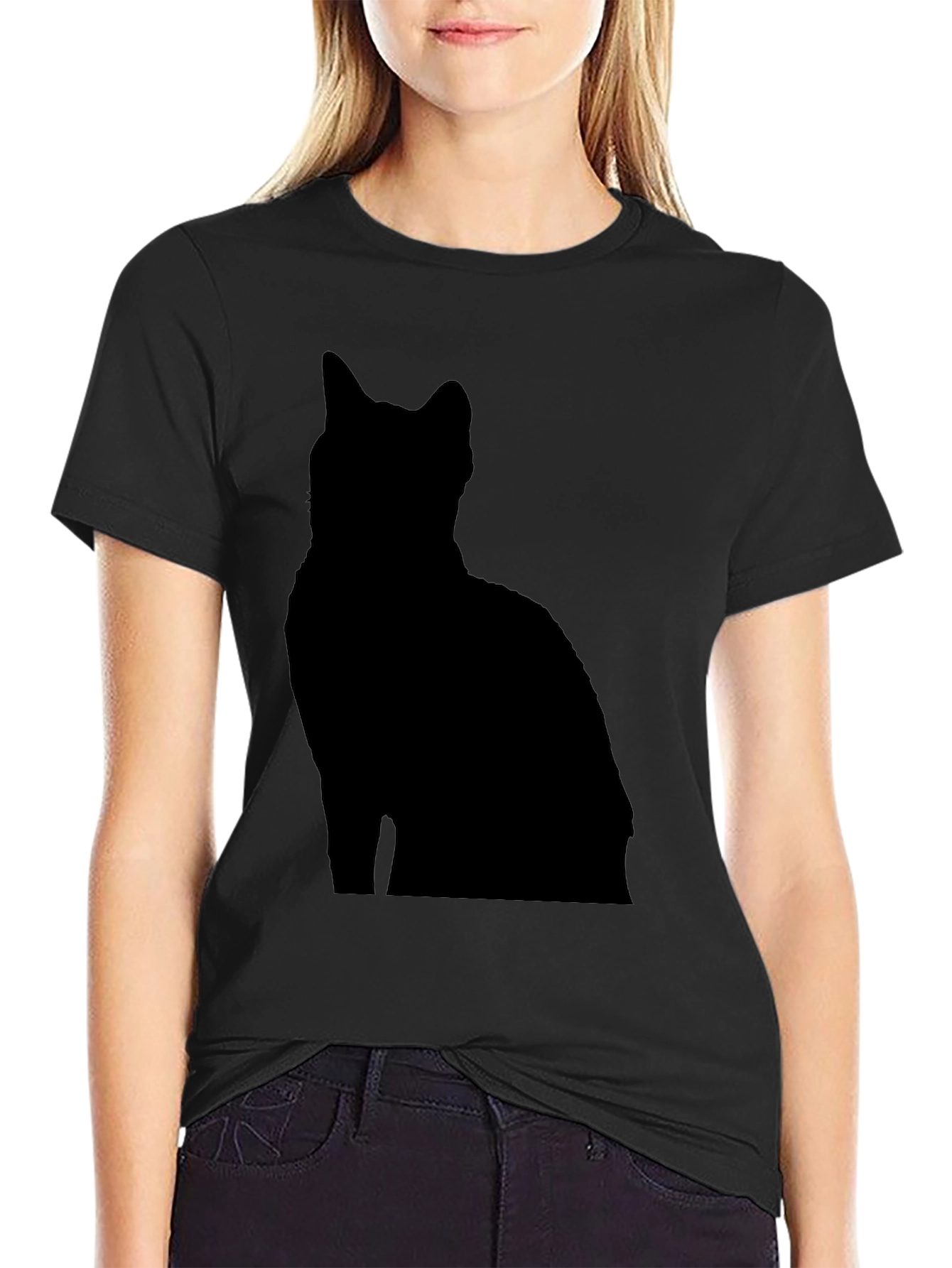 Mens Black Cat Silhouette Graphic Tee