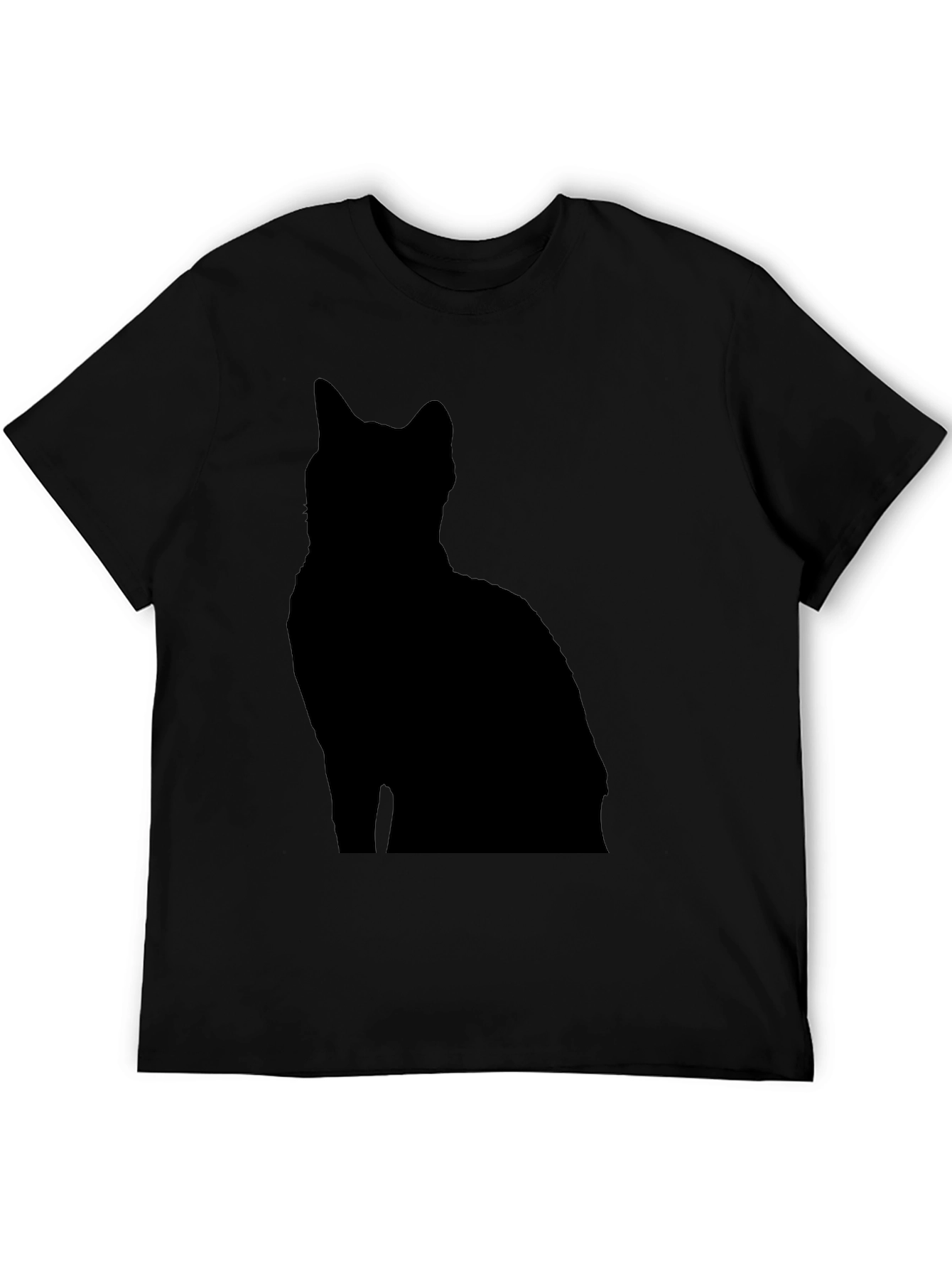 Mens Black Cat Silhouette Graphic Tee
