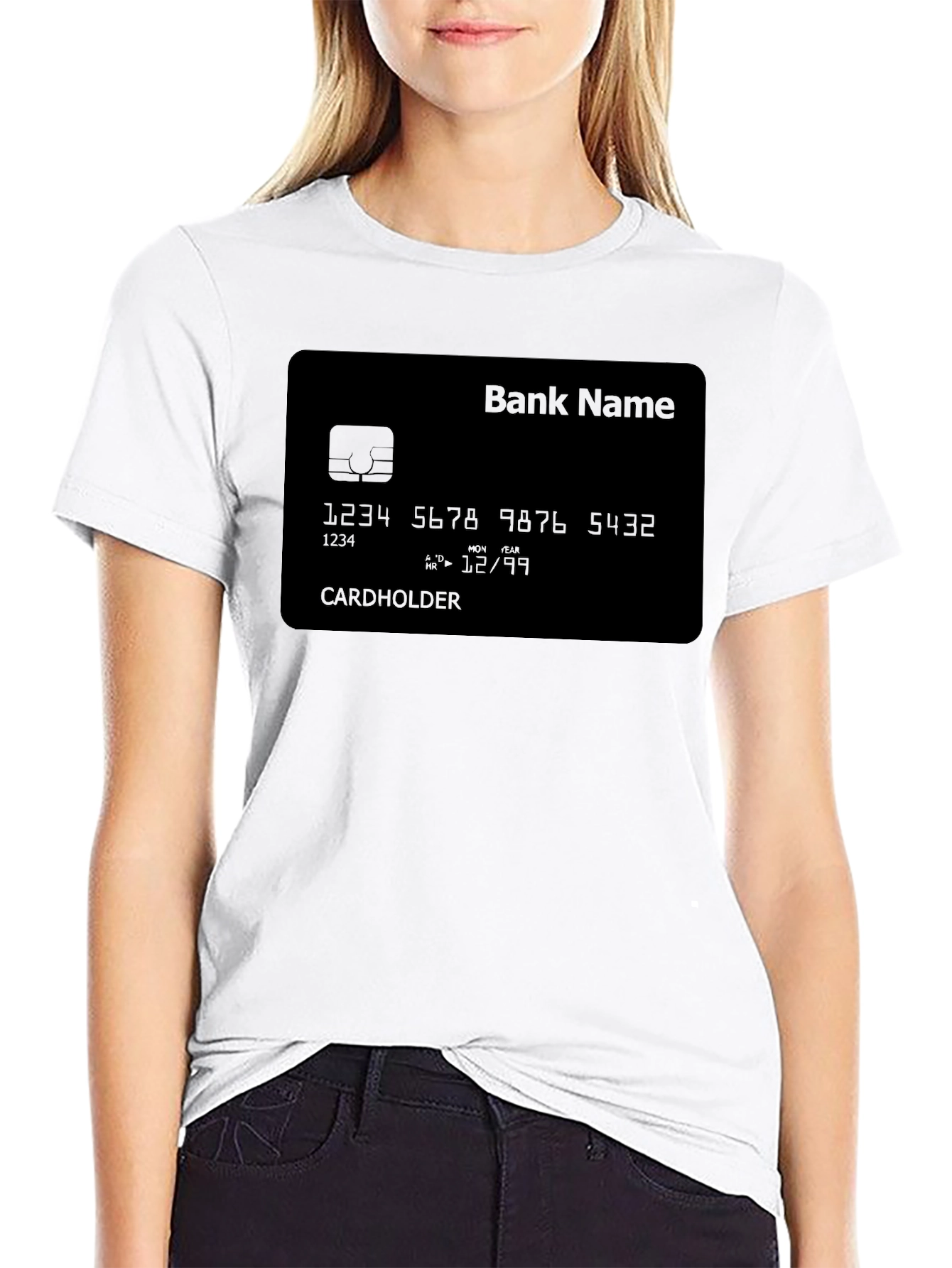 Novelty Credit Card Design Black T-Shirt