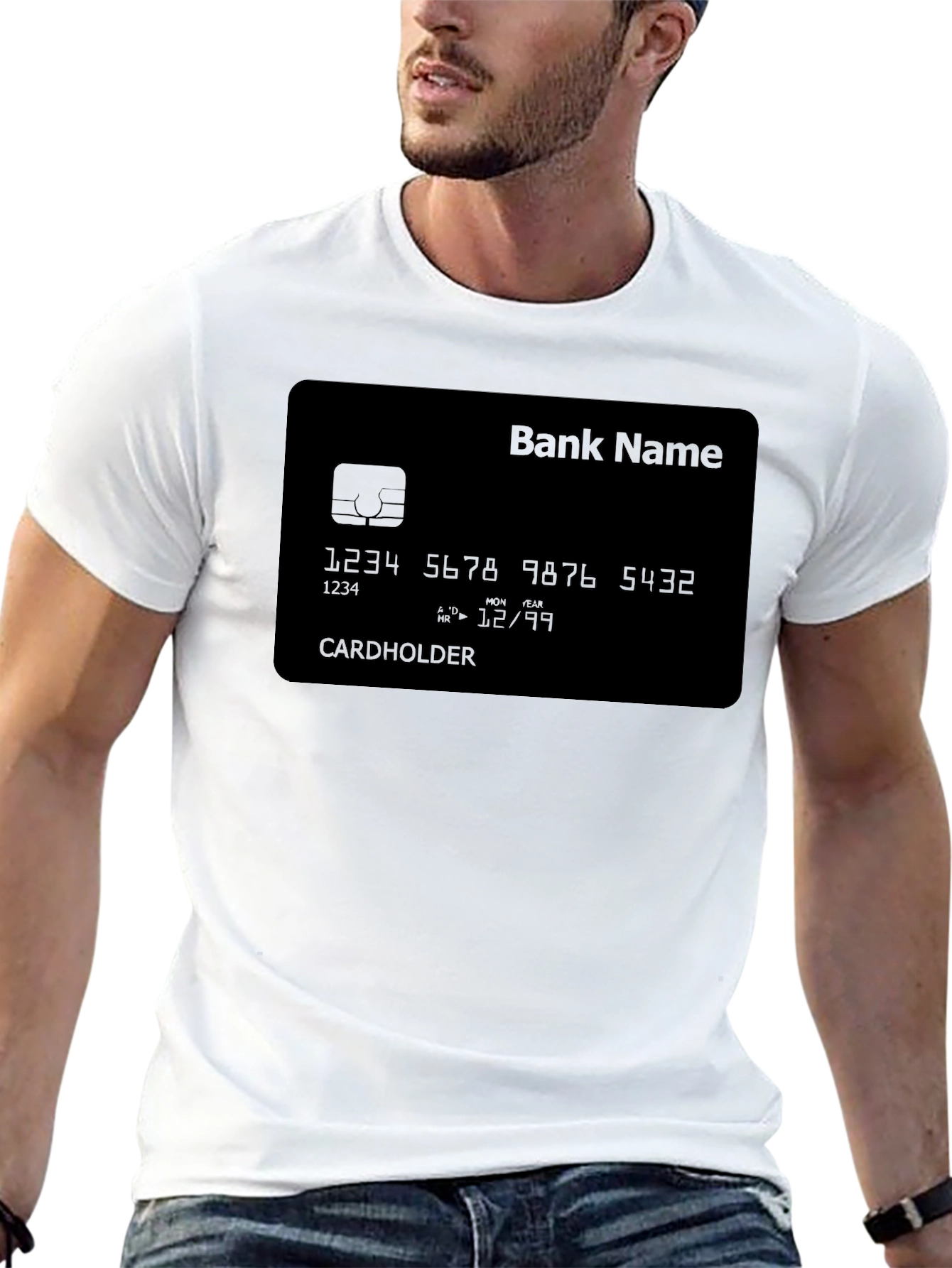 Novelty Credit Card Design Black T-Shirt