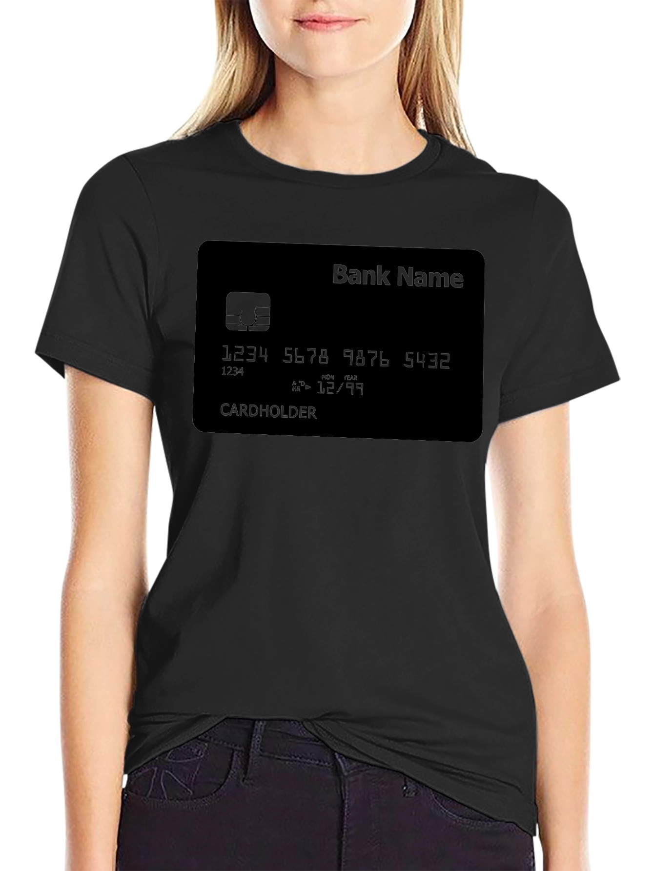 Novelty Credit Card Design Black T-Shirt
