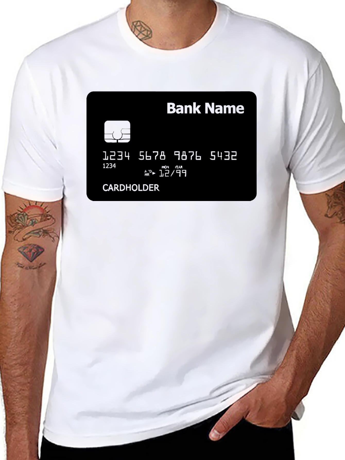 Novelty Credit Card Design Black T-Shirt