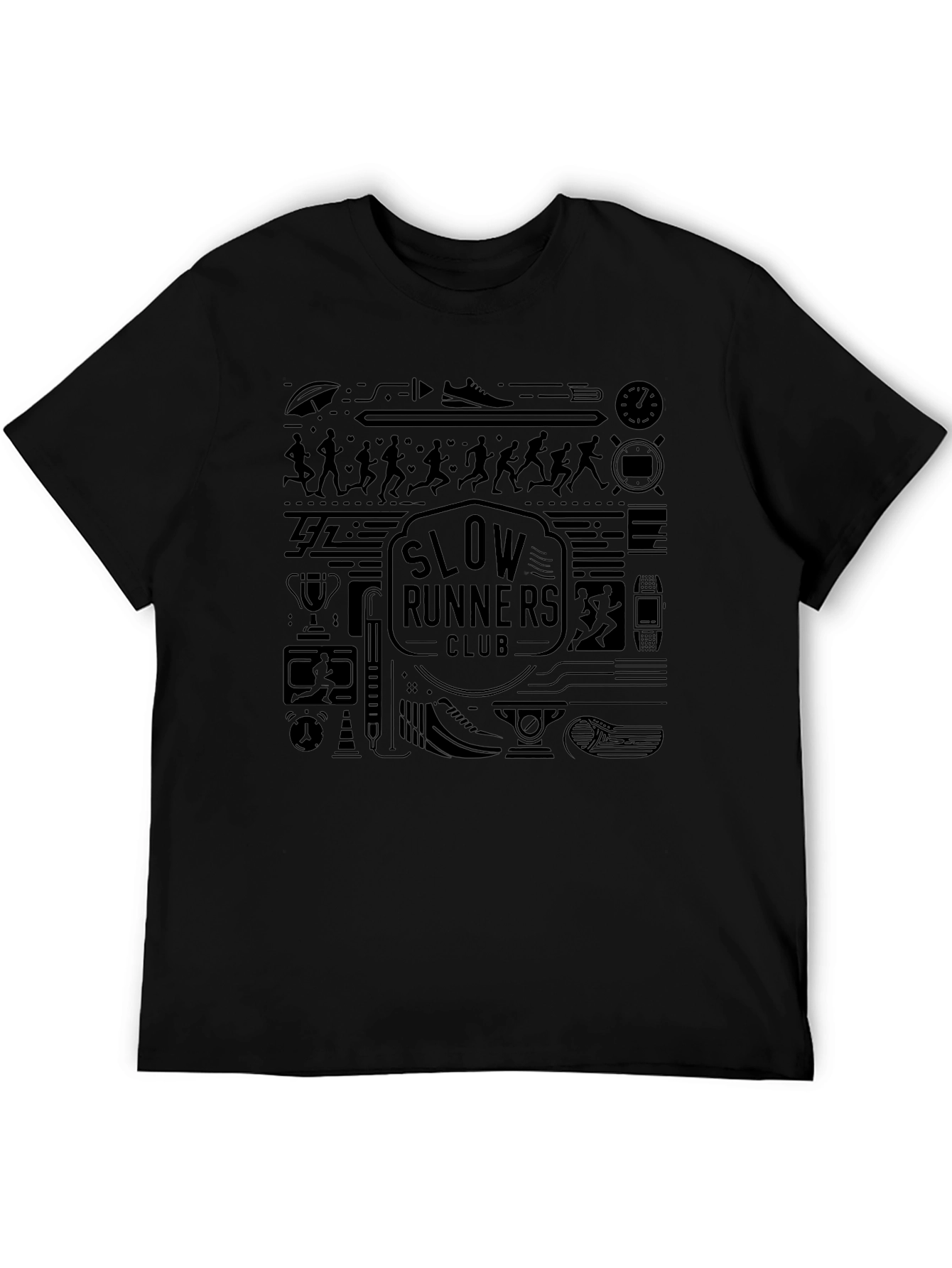 Slow Runners Club Graphic Tee - Black Cotton Blend
