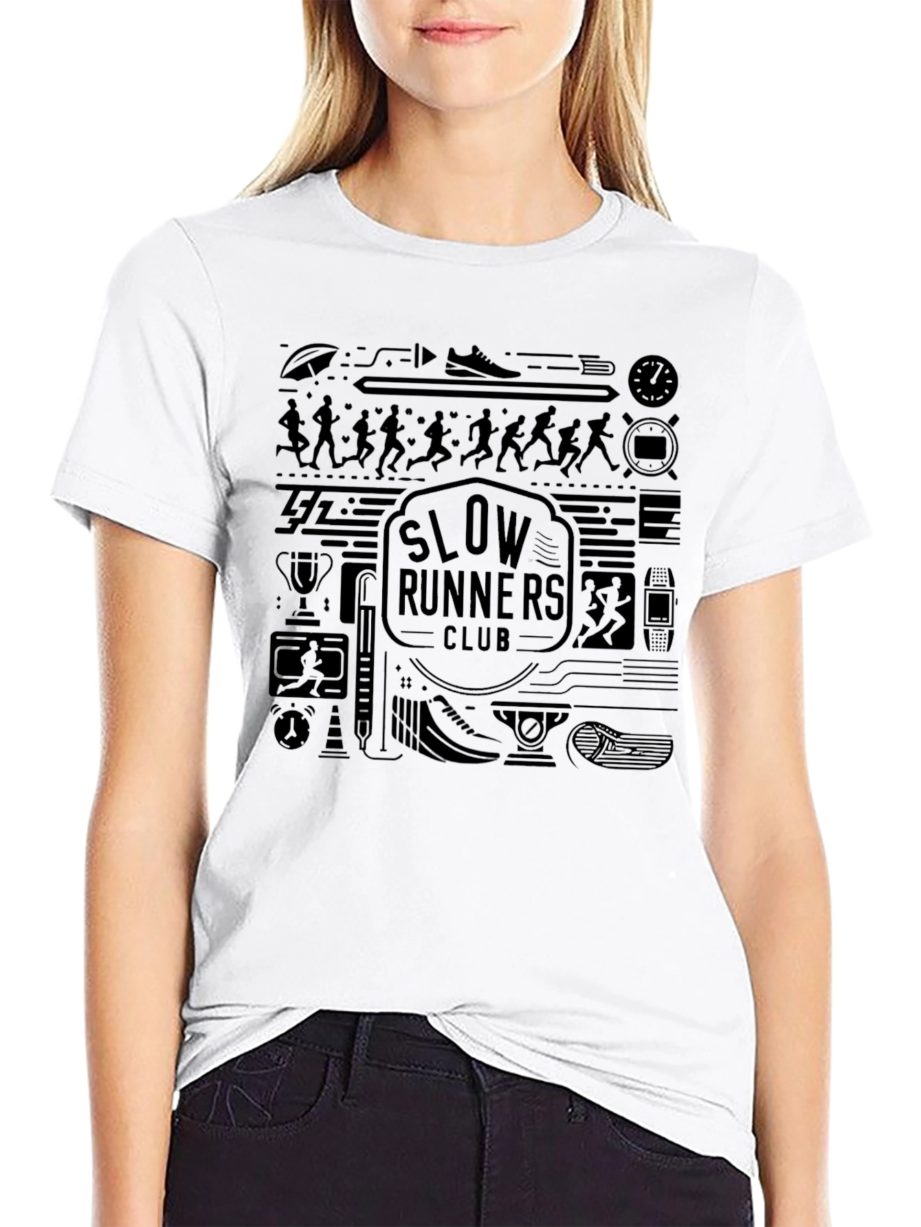 Slow Runners Club Graphic Tee - Black Cotton Blend