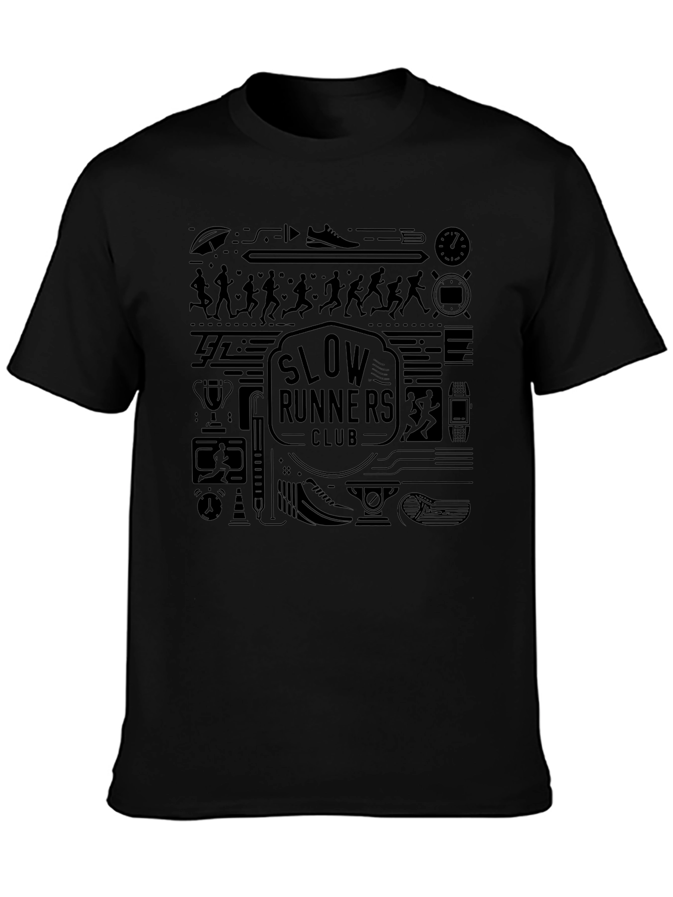 Slow Runners Club Graphic Tee - Black Cotton Blend