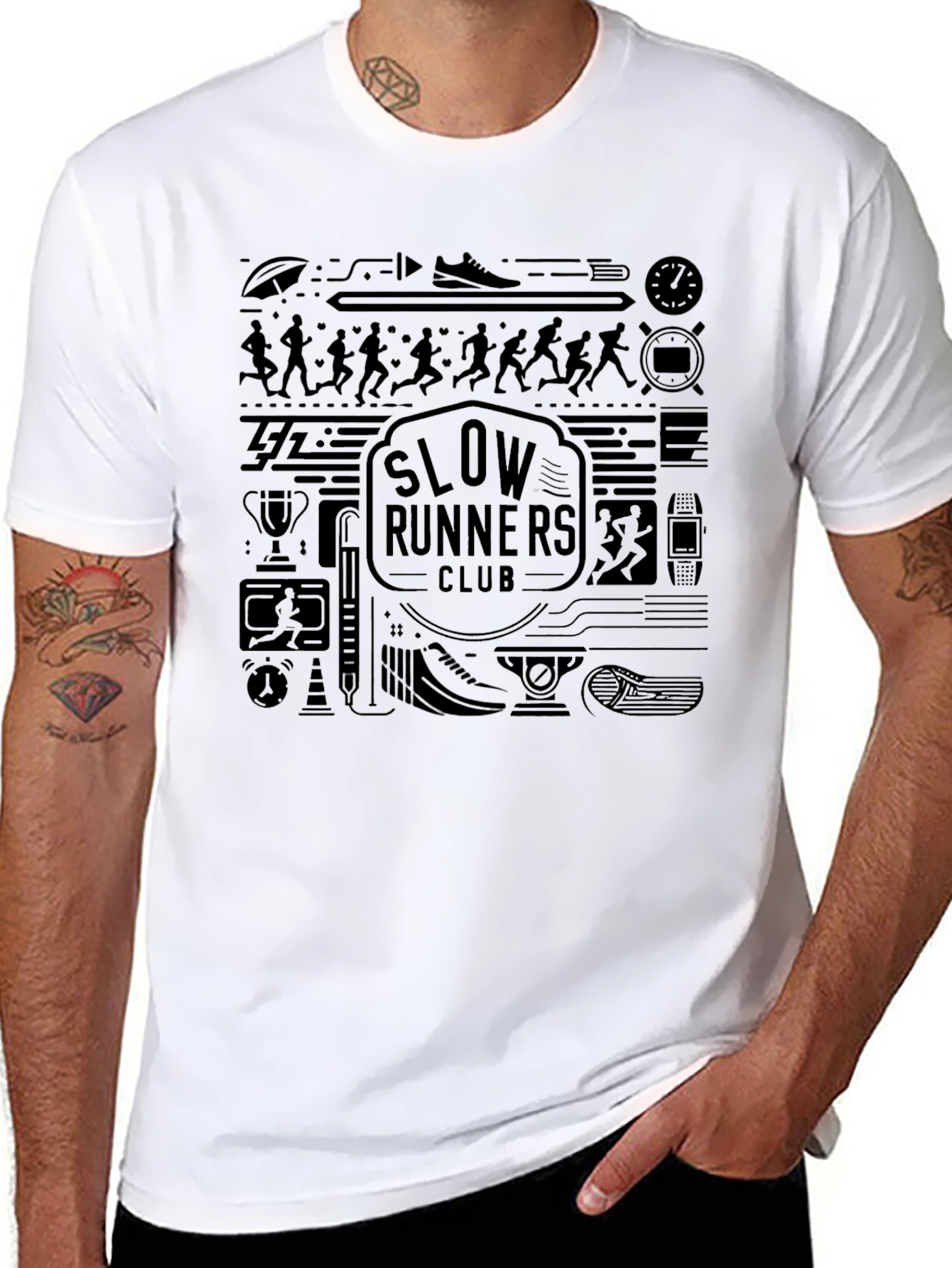 Slow Runners Club Graphic Tee - Black Cotton Blend