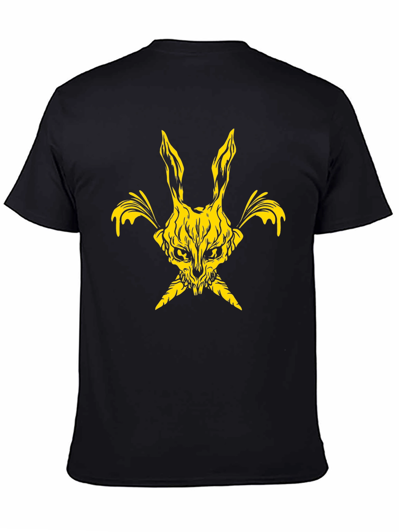 Skull Rabbit Graphic Tee - Black Cotton Blend