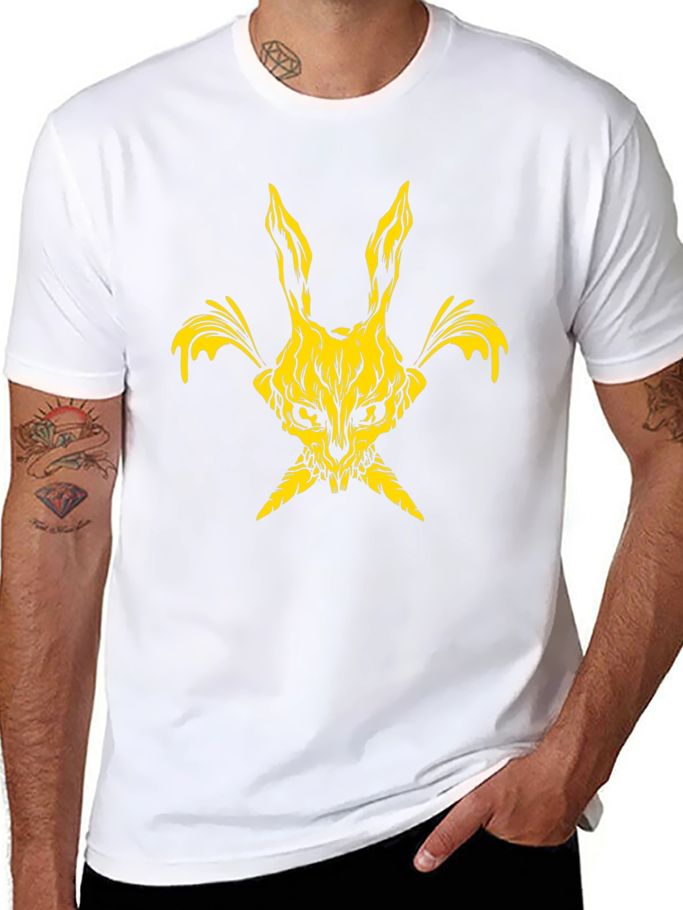 Skull Rabbit Graphic Tee - Black Cotton Blend