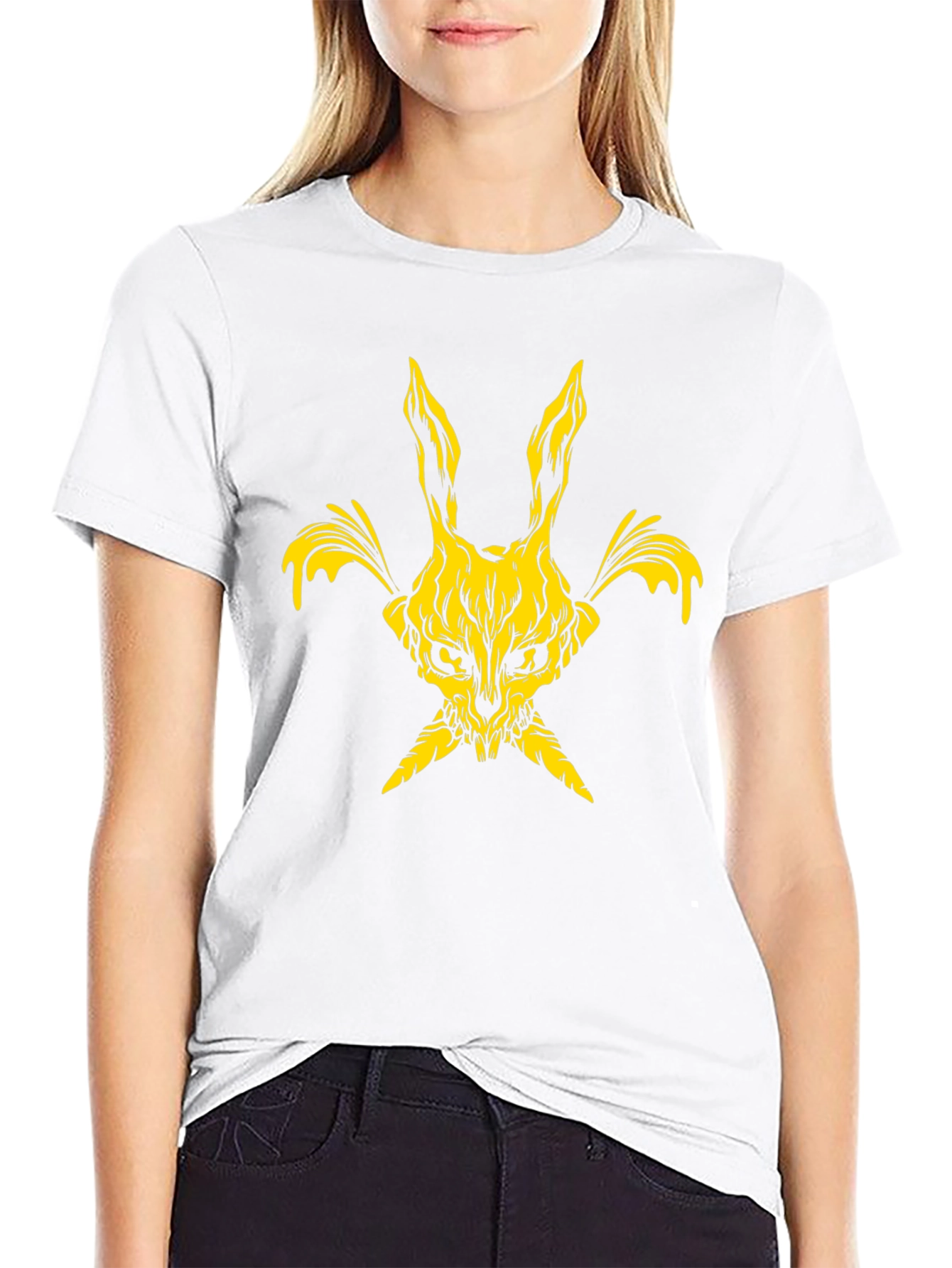 Skull Rabbit Graphic Tee - Black Cotton Blend