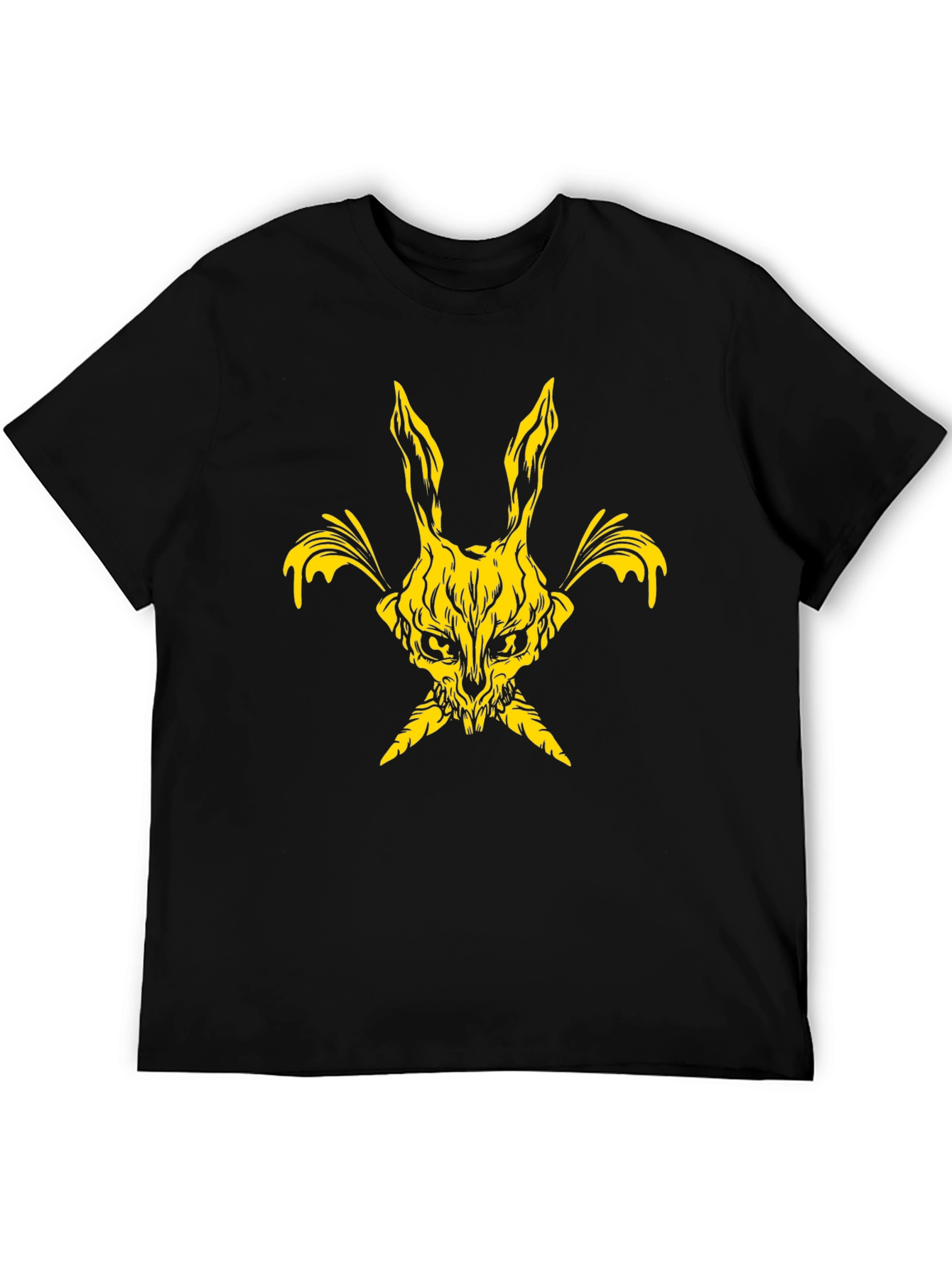 Skull Rabbit Graphic Tee - Black Cotton Blend
