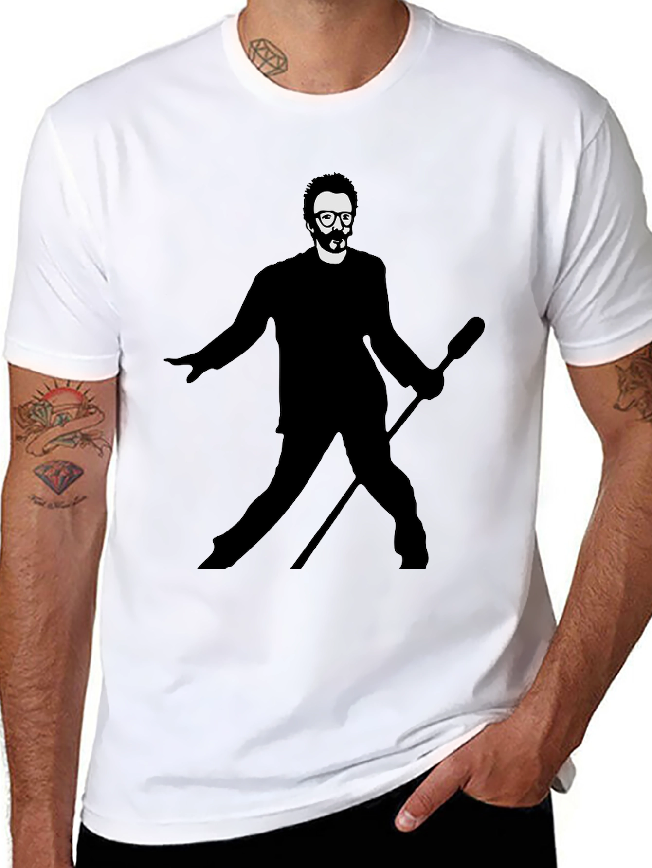 Mens Black T-Shirt - Silhouetted Figure Graphic Tee