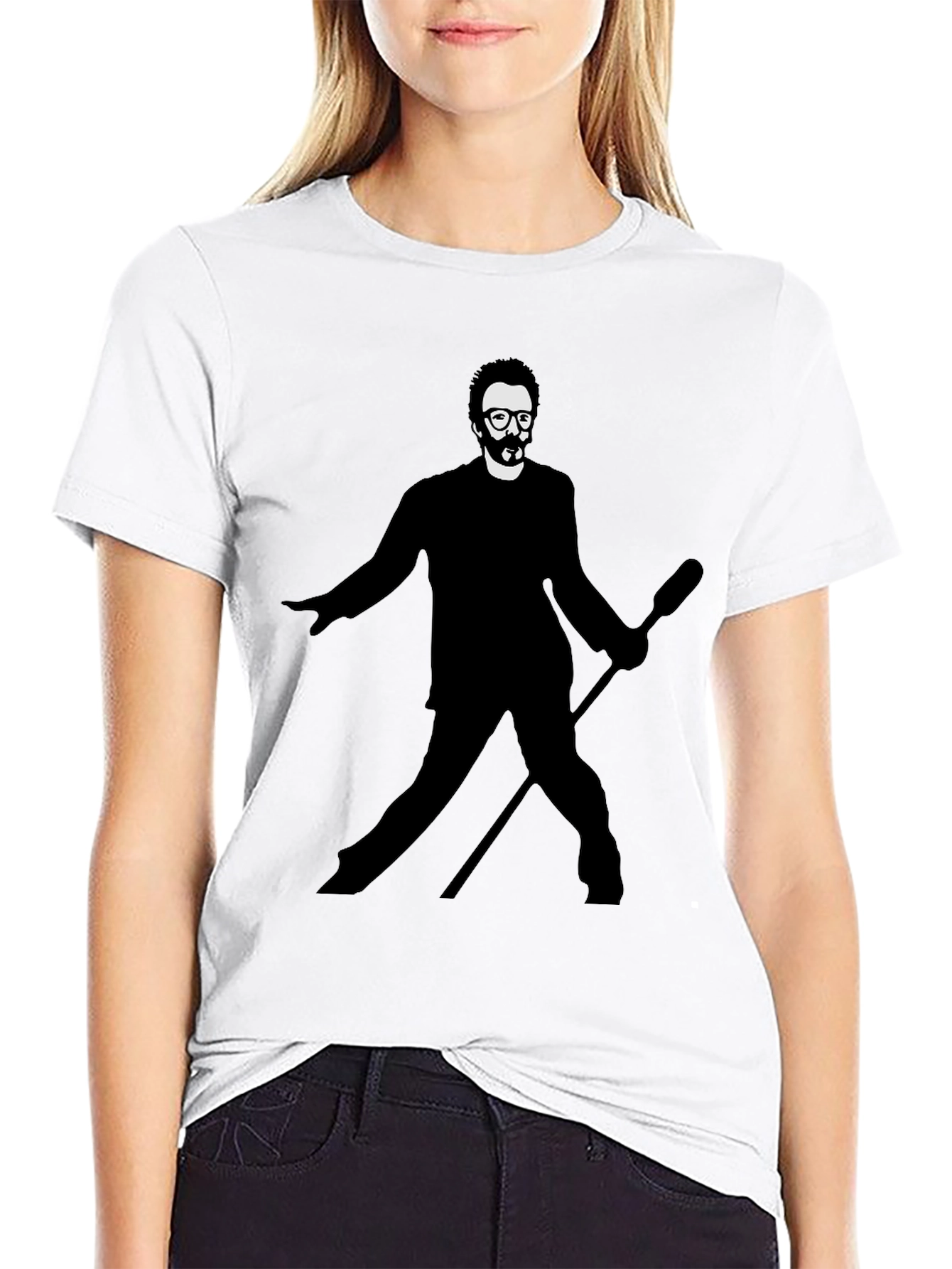 Mens Black T-Shirt - Silhouetted Figure Graphic Tee