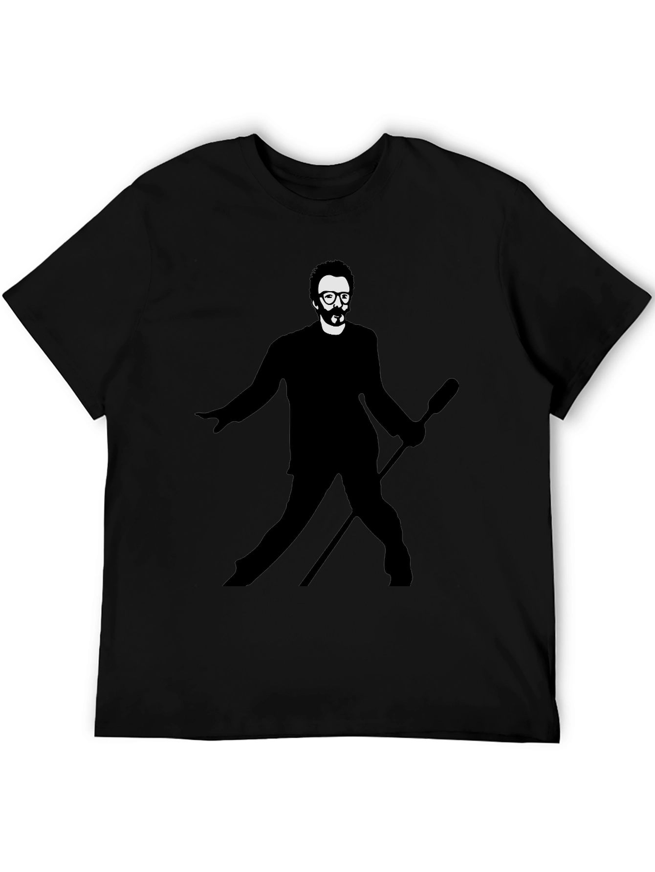 Mens Black T-Shirt - Silhouetted Figure Graphic Tee