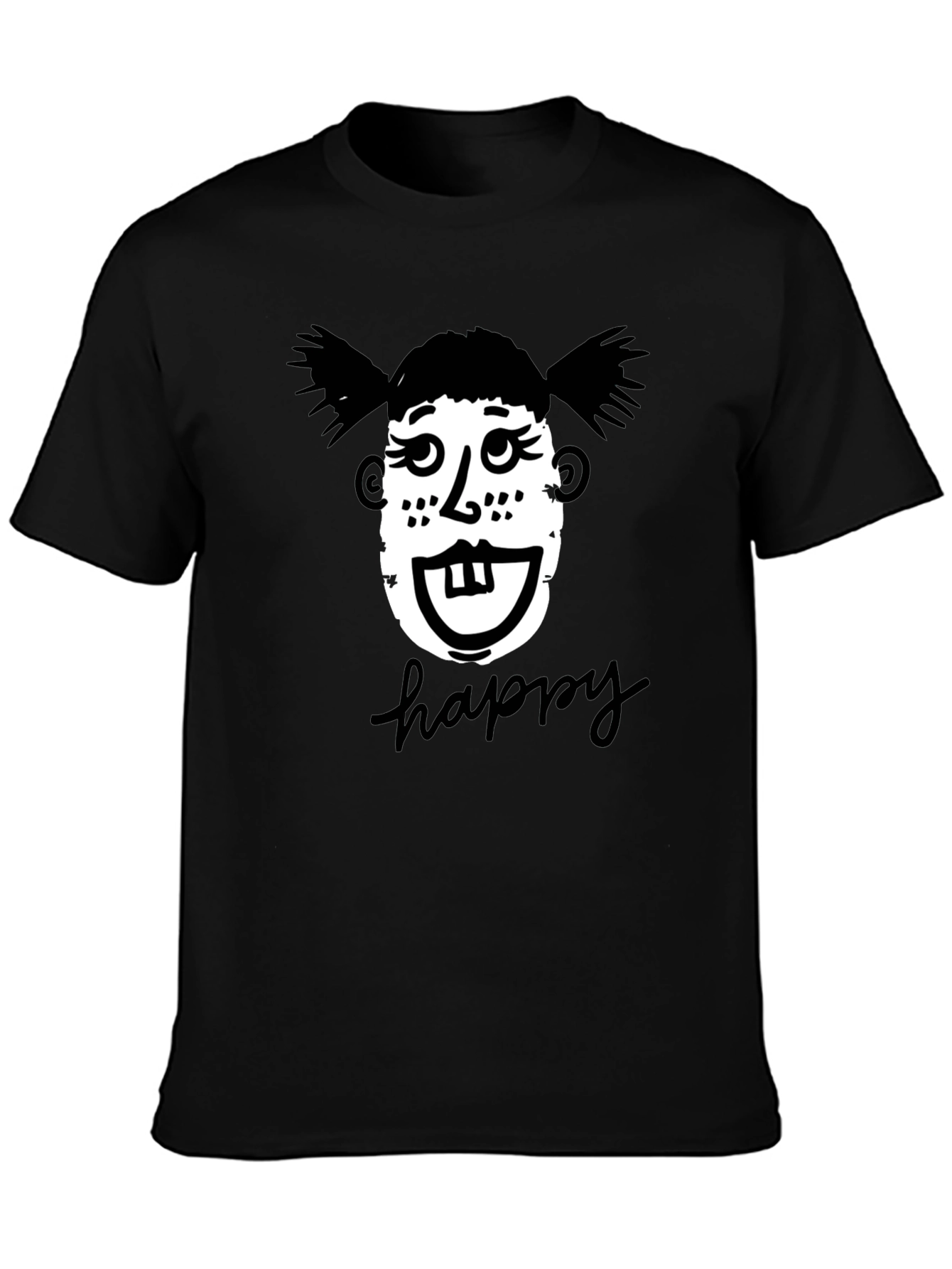 Funny Face Happy T-Shirt - Unisex Black Tee