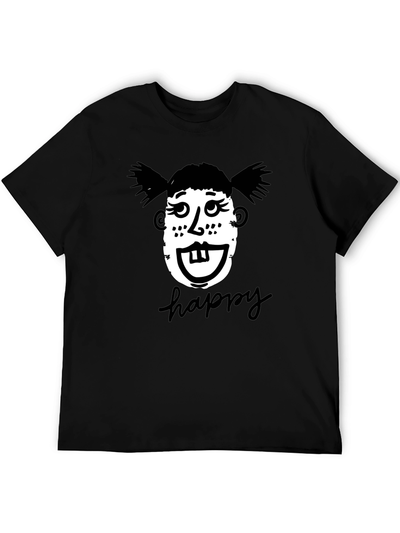 Funny Face Happy T-Shirt - Unisex Black Tee