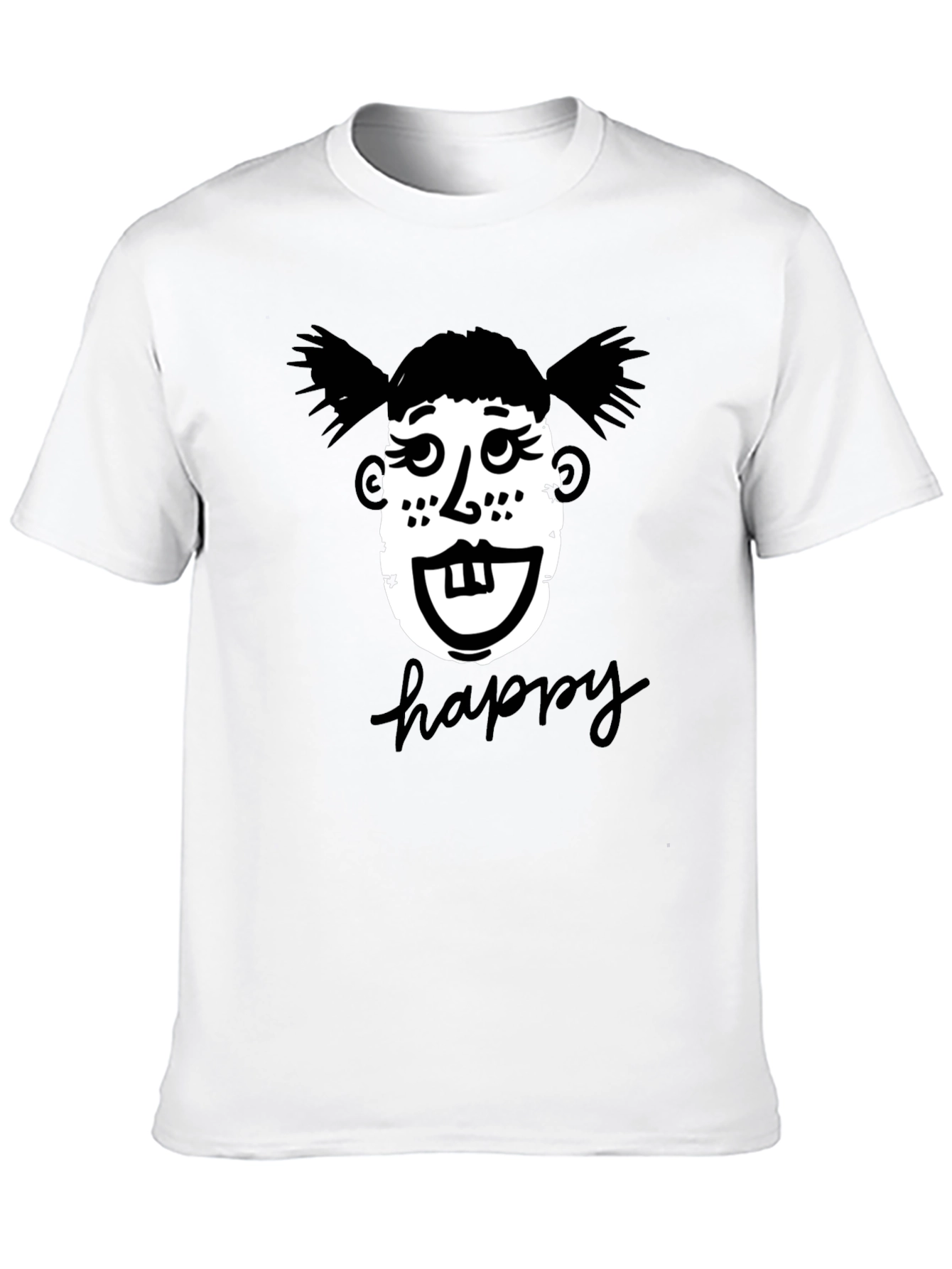Funny Face Happy T-Shirt - Unisex Black Tee