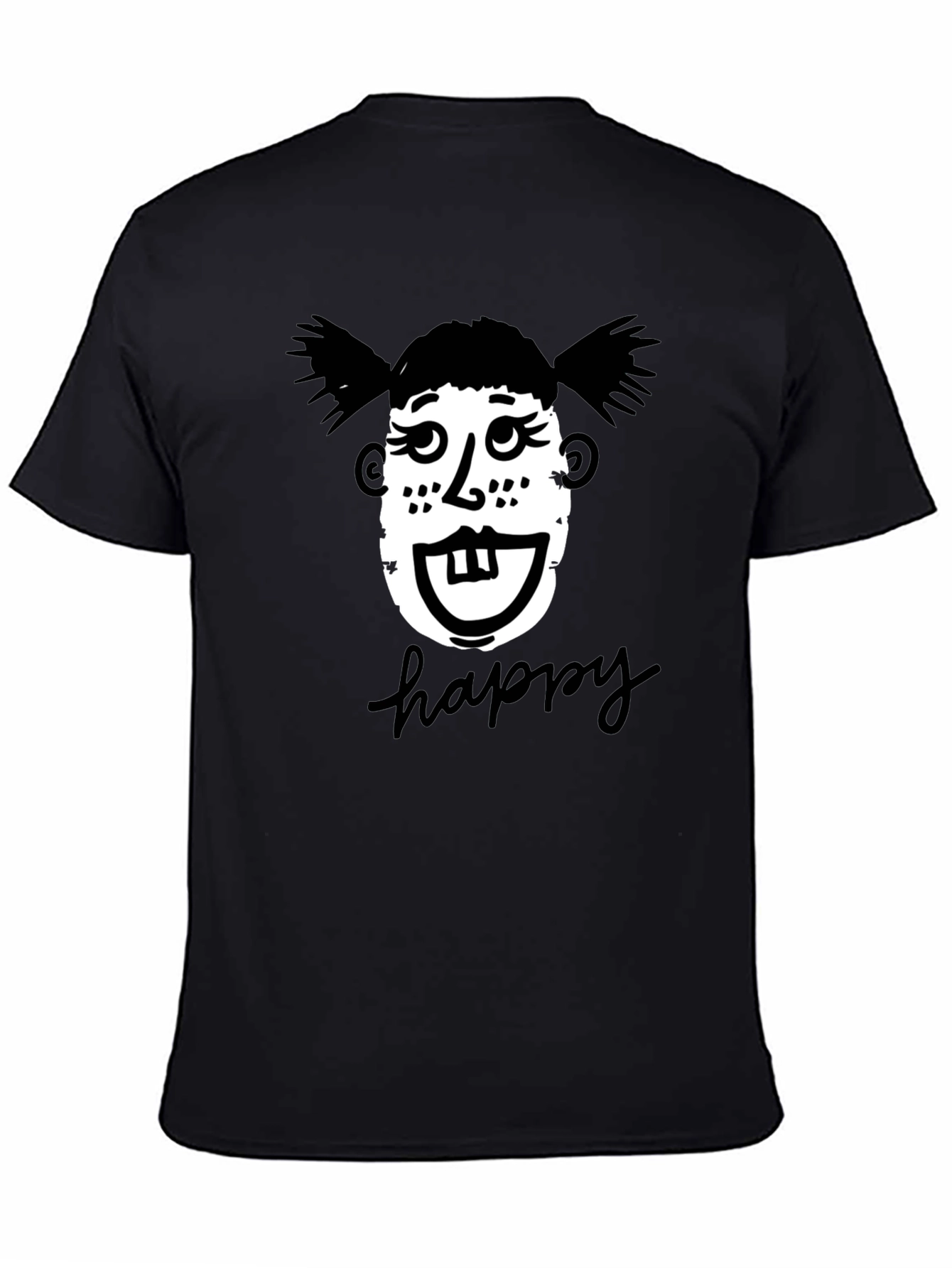 Funny Face Happy T-Shirt - Unisex Black Tee