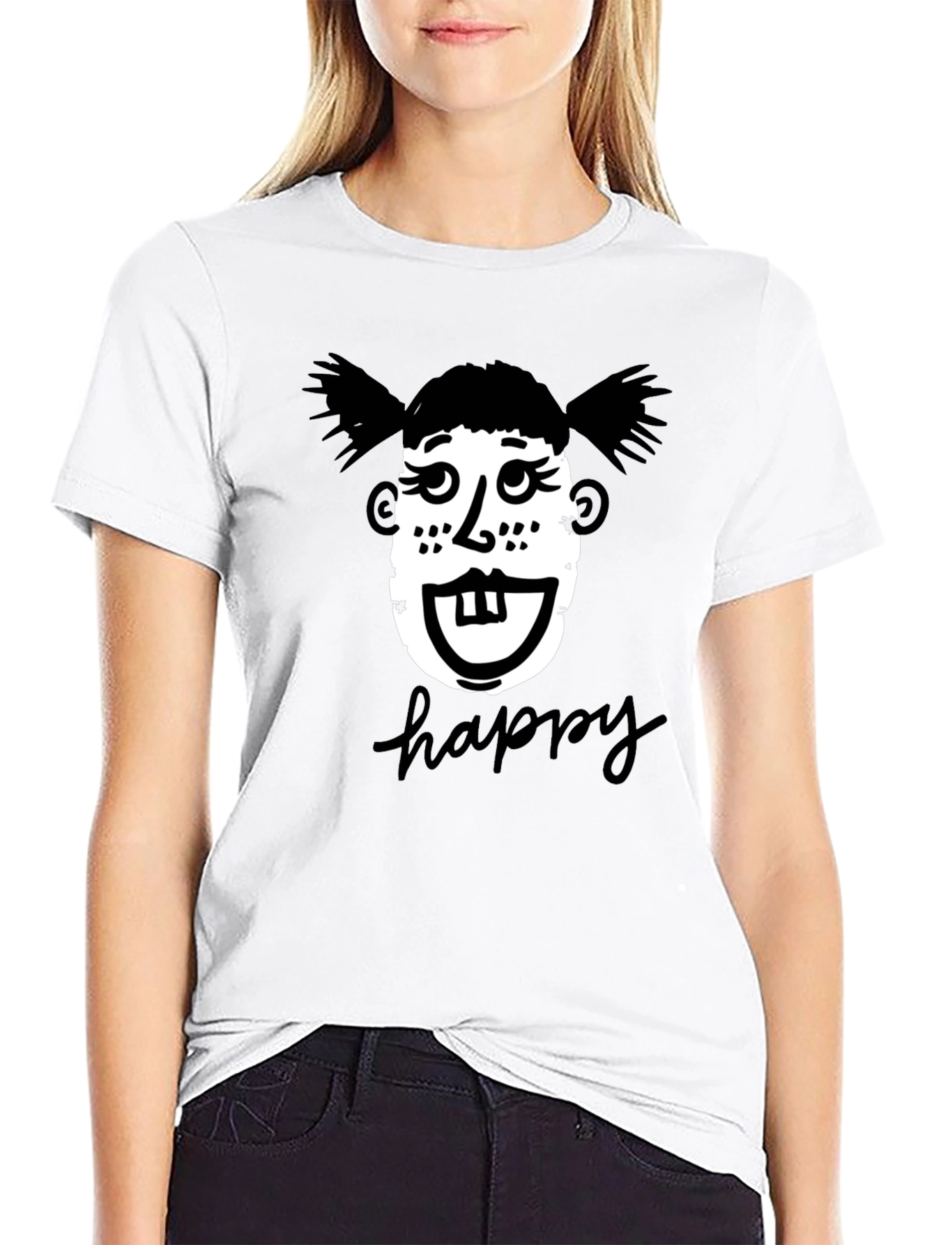 Funny Face Happy T-Shirt - Unisex Black Tee