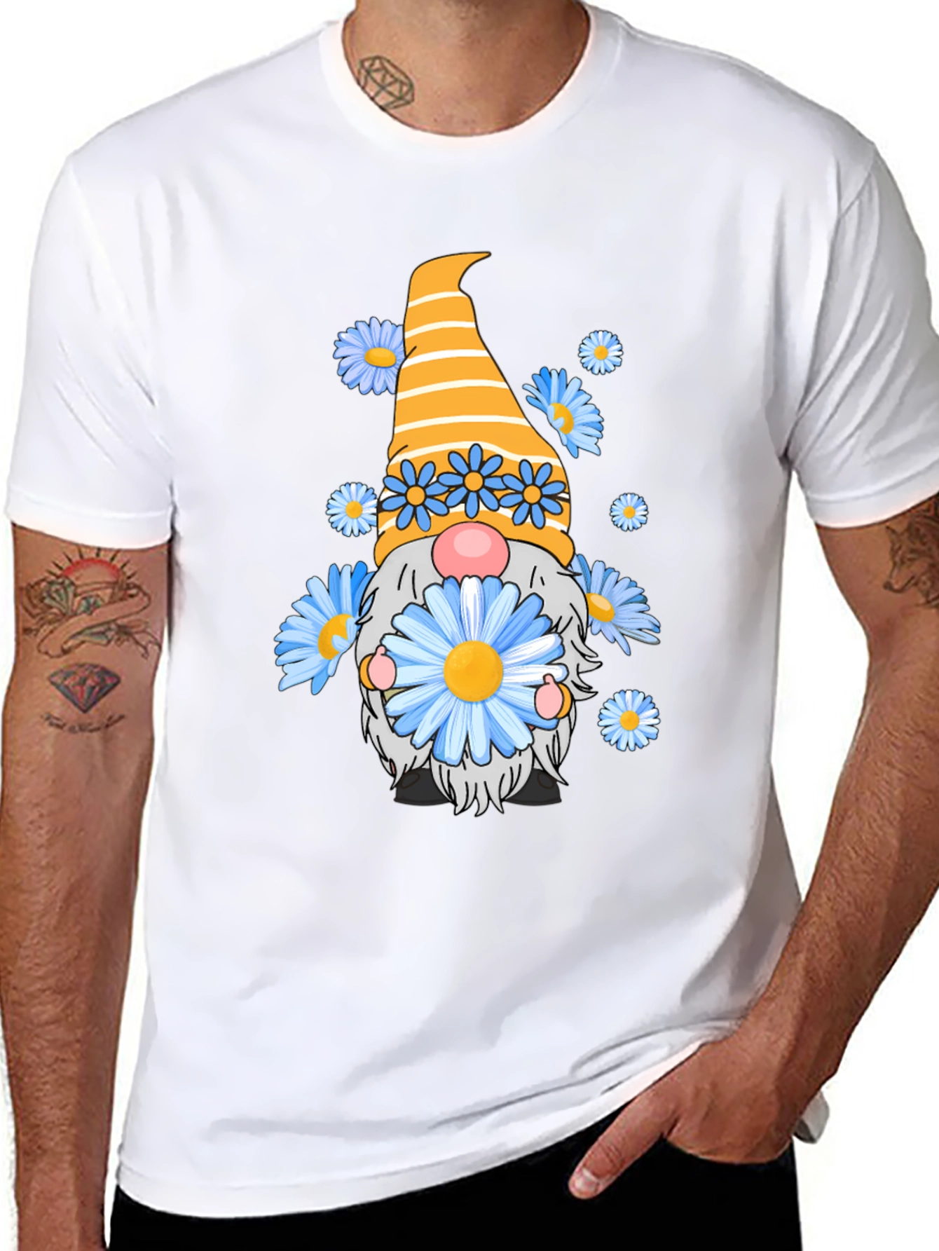 Daisy Gnome Graphic Tee - Whimsical Black T-Shirt