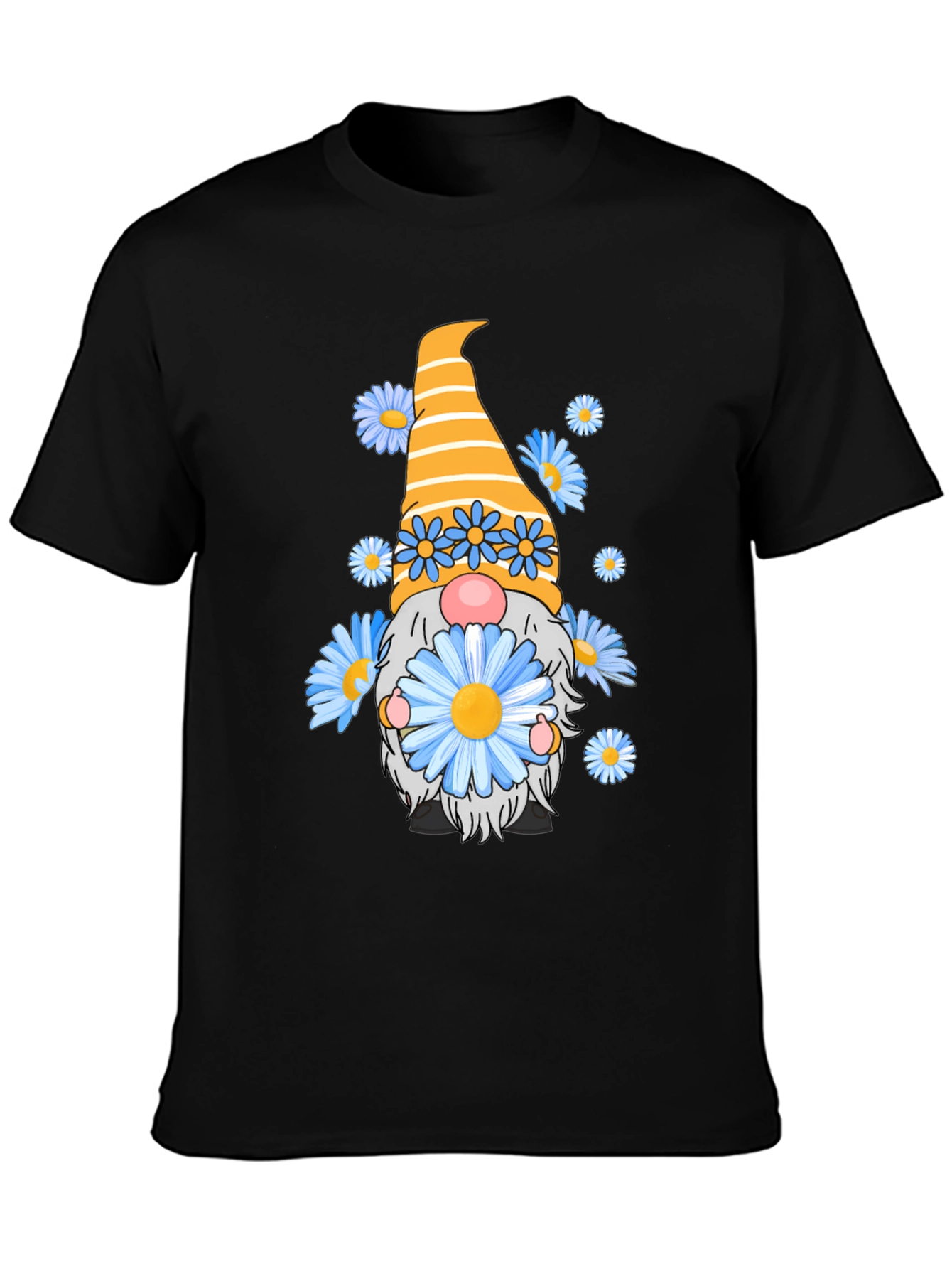 Daisy Gnome Graphic Tee - Whimsical Black T-Shirt