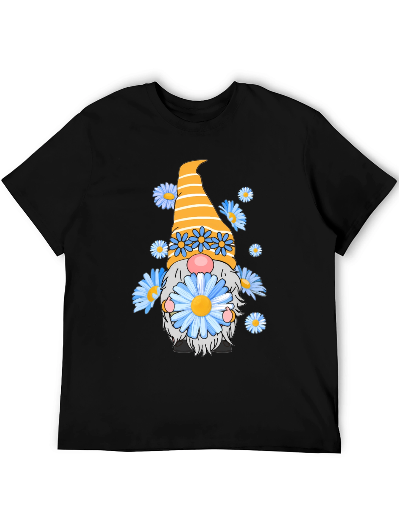 Daisy Gnome Graphic Tee - Whimsical Black T-Shirt