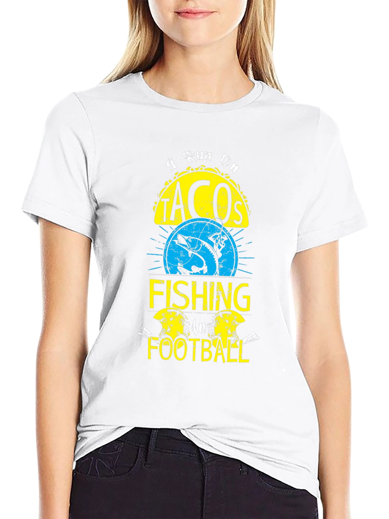 I Run On Tacos Fishing and Football T-Shirt
