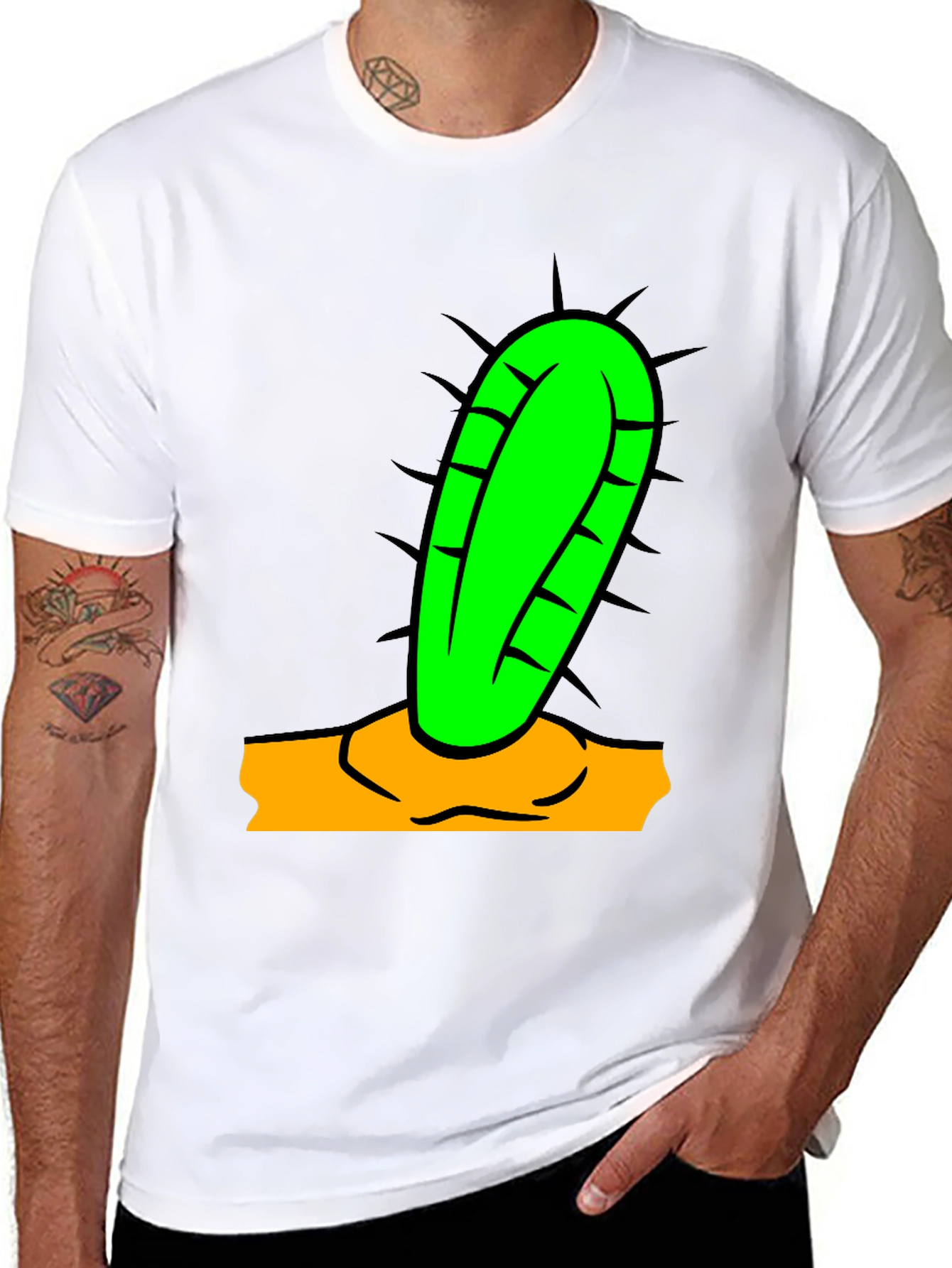 Cactus Graphic Tee - Black Cotton Blend Shirt