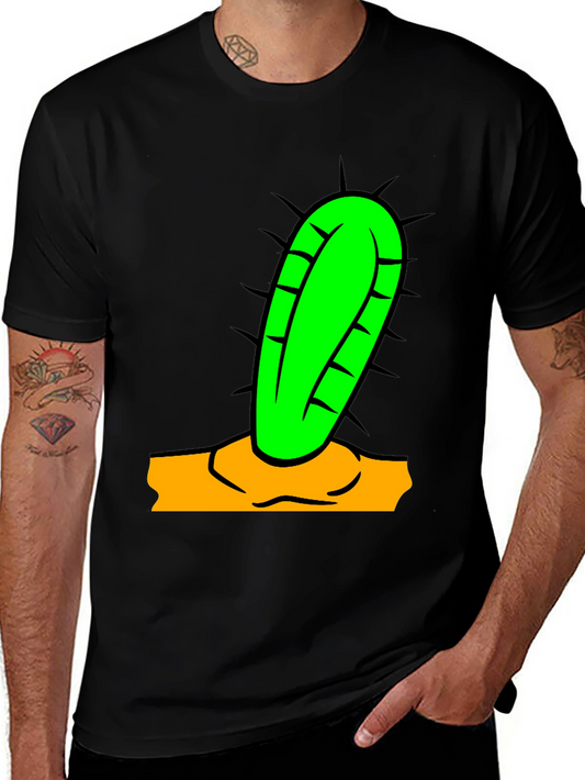Cactus Graphic Tee - Black Cotton Blend Shirt