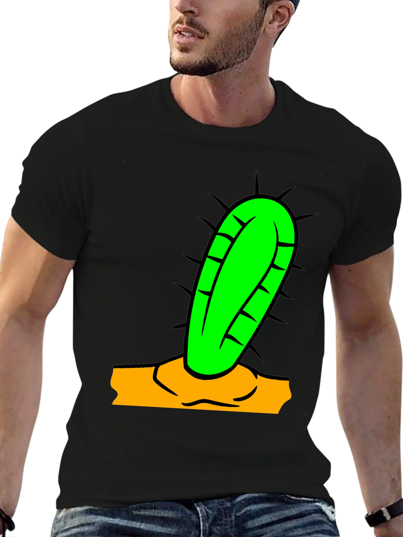 Cactus Graphic Tee - Black Cotton Blend Shirt