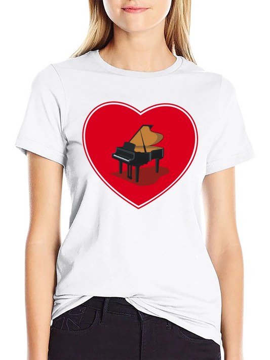 Piano Heart Graphic Tee - Music Lover Shirt