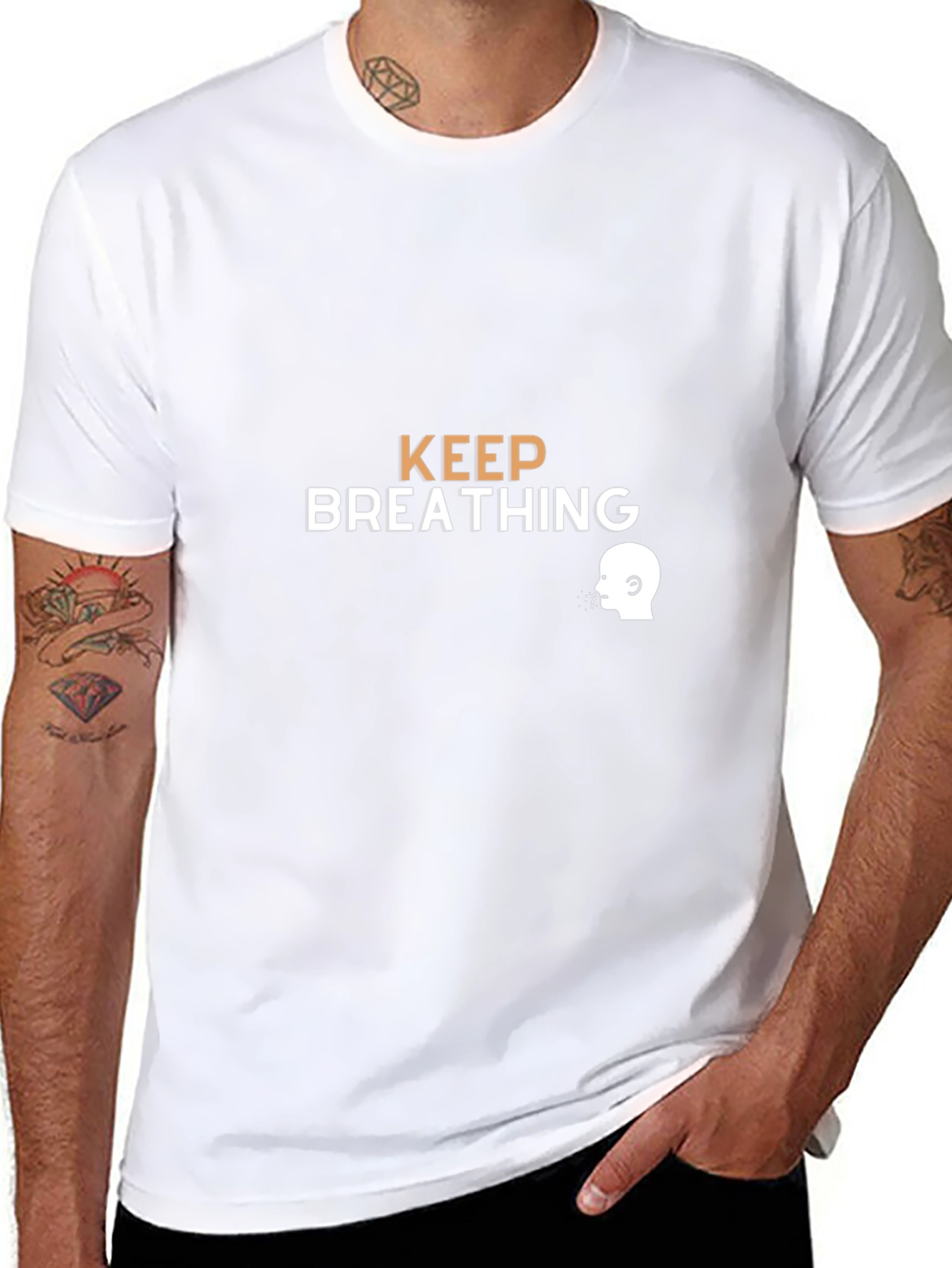 Keep Breathing Graphic Tee - Black Cotton Casual T-Shirt