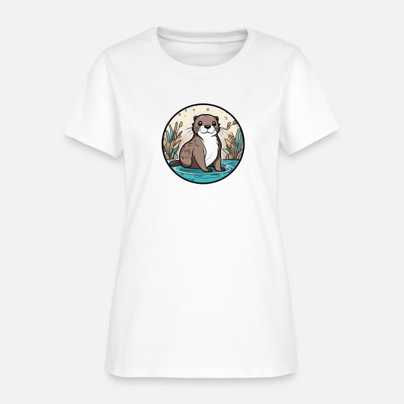 a cute otter on a riverbank simplistic charming