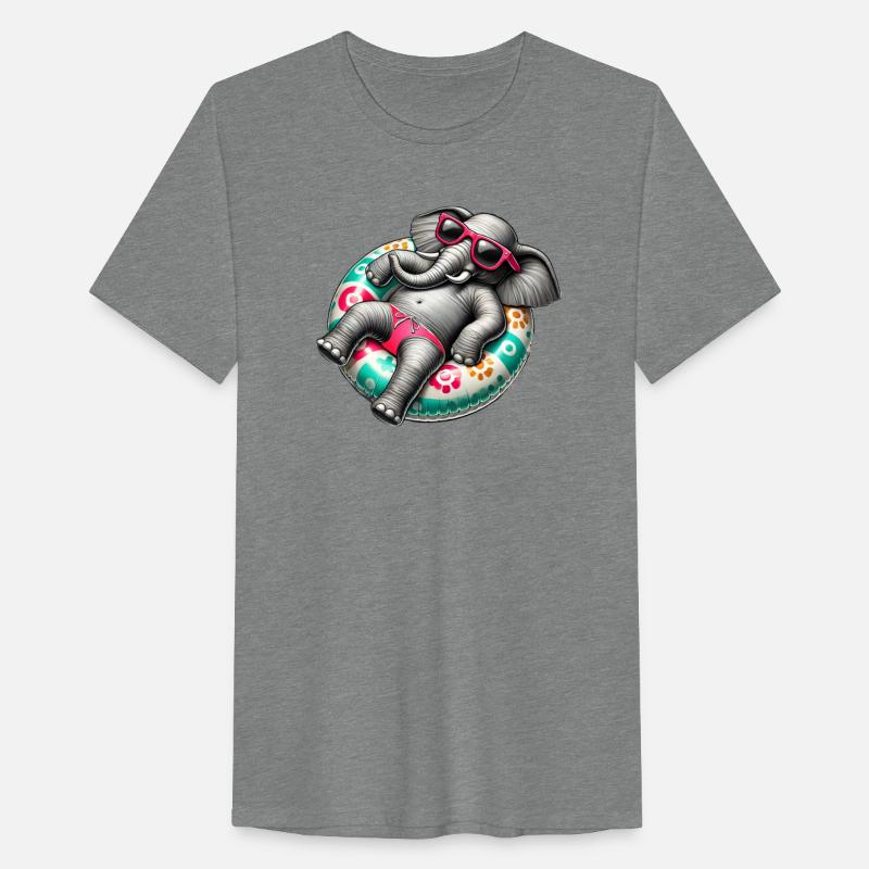 A relaxed elephant on a swimming ring